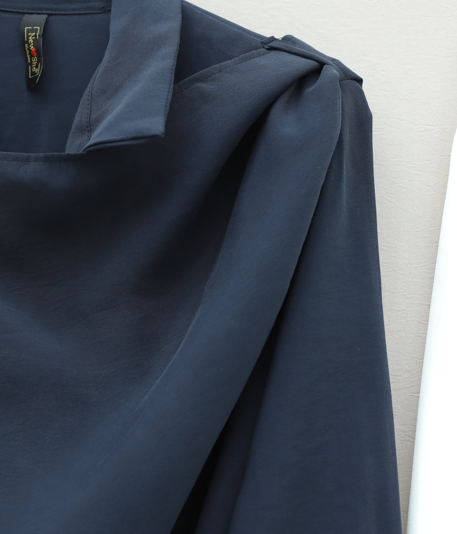 Women's Modest Long-Sleeve Modal Shirt with Double-Layer Front and Tie Detail – Navy - Podyumplus - by Peralane - photo 6