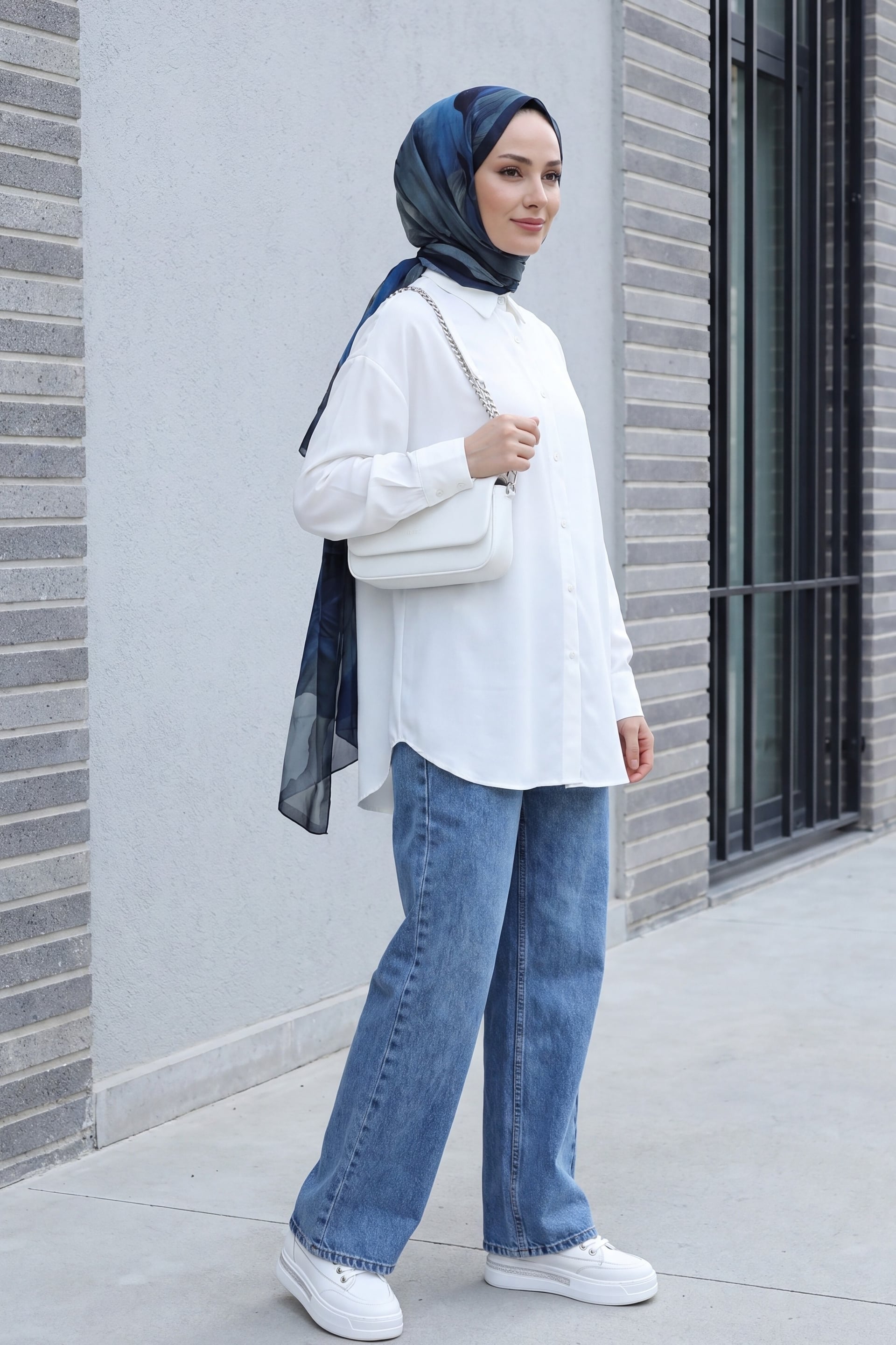 Pocket Wide Leg Zip Denim Trousers - Ice Blue - Podyumplus - by Peralane - photo 5