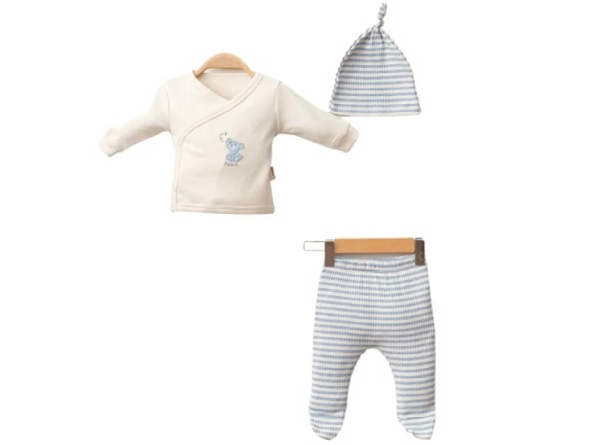 Blue Teddy Bear Print 3-Piece Baby Boy Set - Pookie - by Peralane