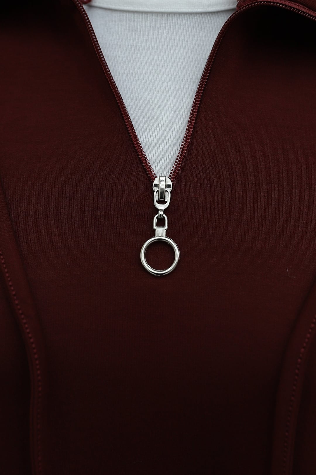 Tunnel Drawstring Stand Collar Long Back Trousers Stretch Set - Burgundy - Podyumplus - by Peralane - photo 8