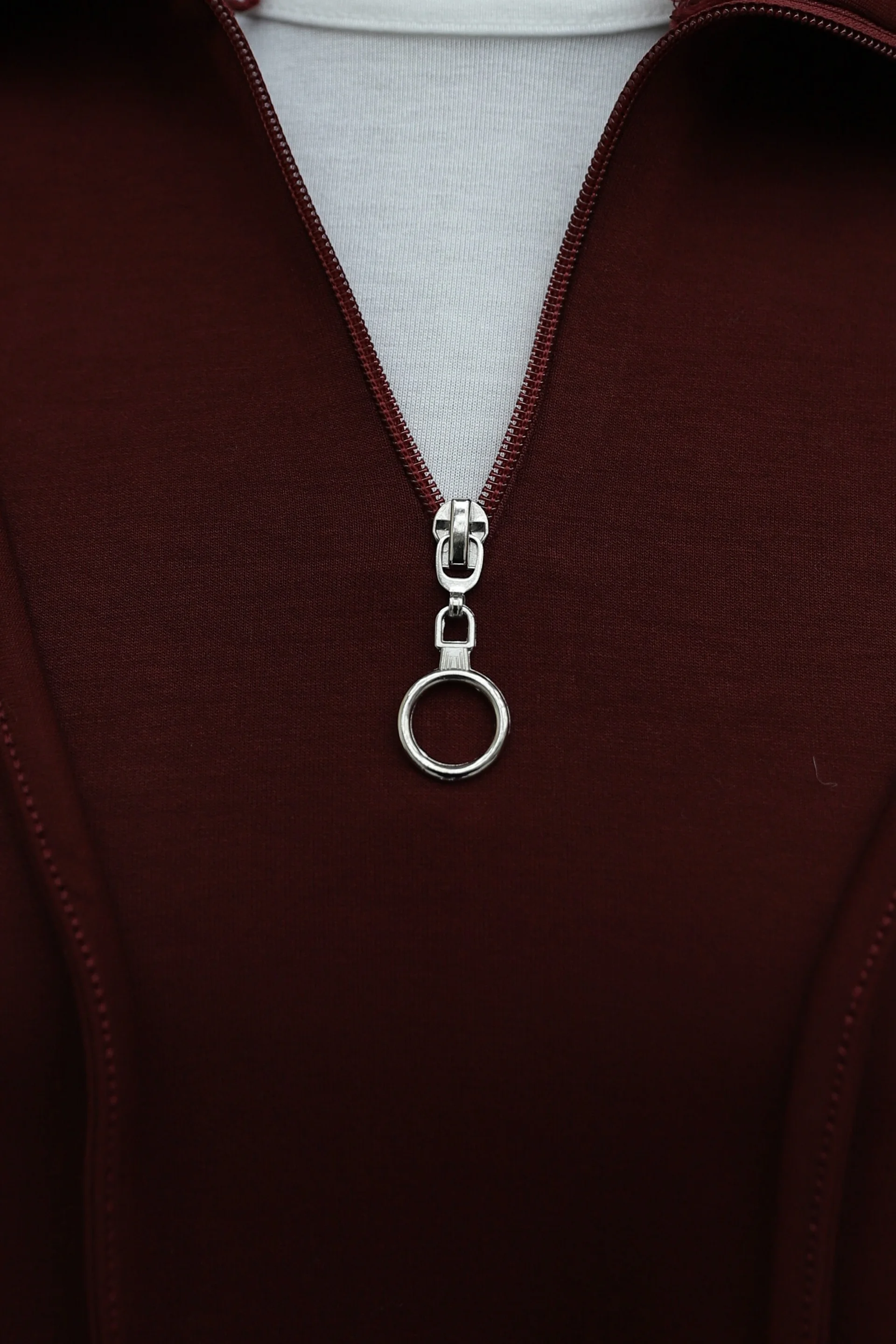 Tunnel Drawstring Stand Collar Long Back Trousers Stretch Set - Burgundy - Podyumplus - by Peralane - photo 8
