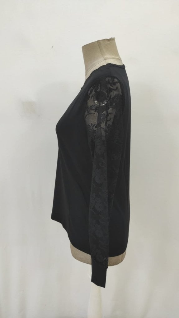 Women's Long-Sleeved V-Neck Lace Trim Viscose Blouse - Janes - by Peralane - photo 5