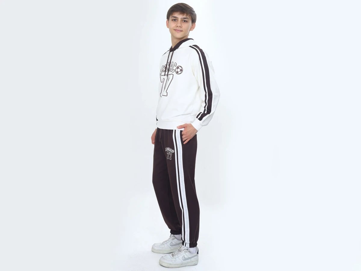 Monaco Printed Boys' Tracksuit Set with Hoodie and Trousers - Vizviz - by Peralane