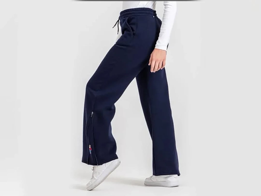 Bear Embroidered Drawstring Jogger Trousers for Girls (Navy Blue) - Nickel - by Peralane