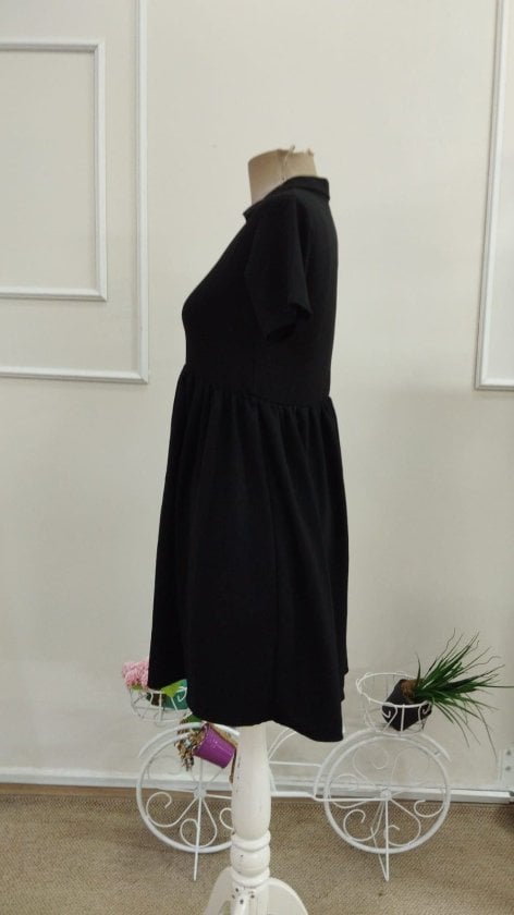 Women's Short-Sleeve V-Neck Gathered Waist Viscose Two-Thread Short Dress - Janes - by Peralane - photo 5