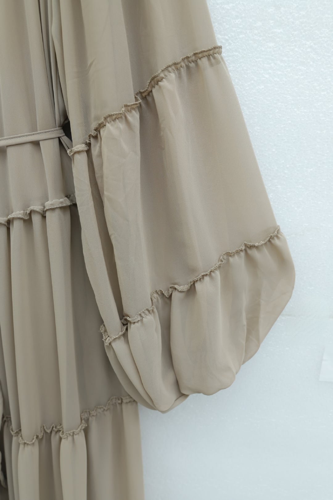 Ruffled Tiered Tie-Waist Long Dress - Beige - Podyumplus - by Peralane - photo 5