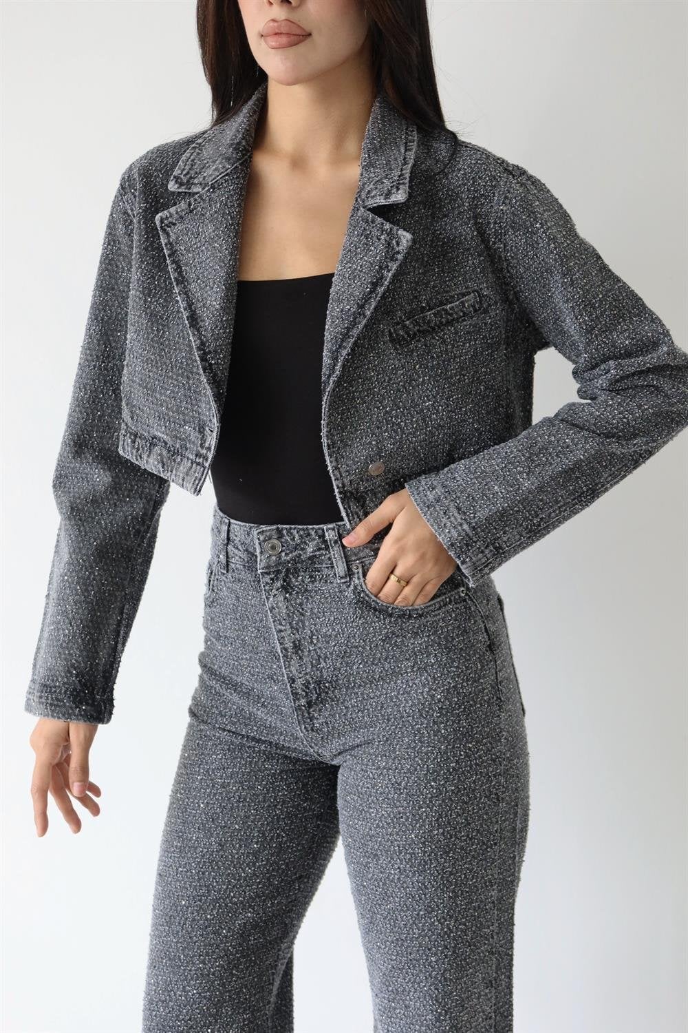 Women's Dark Grey Stone Jacket and Trousers Set - Lacarino Jeans - by Peralane - photo 2