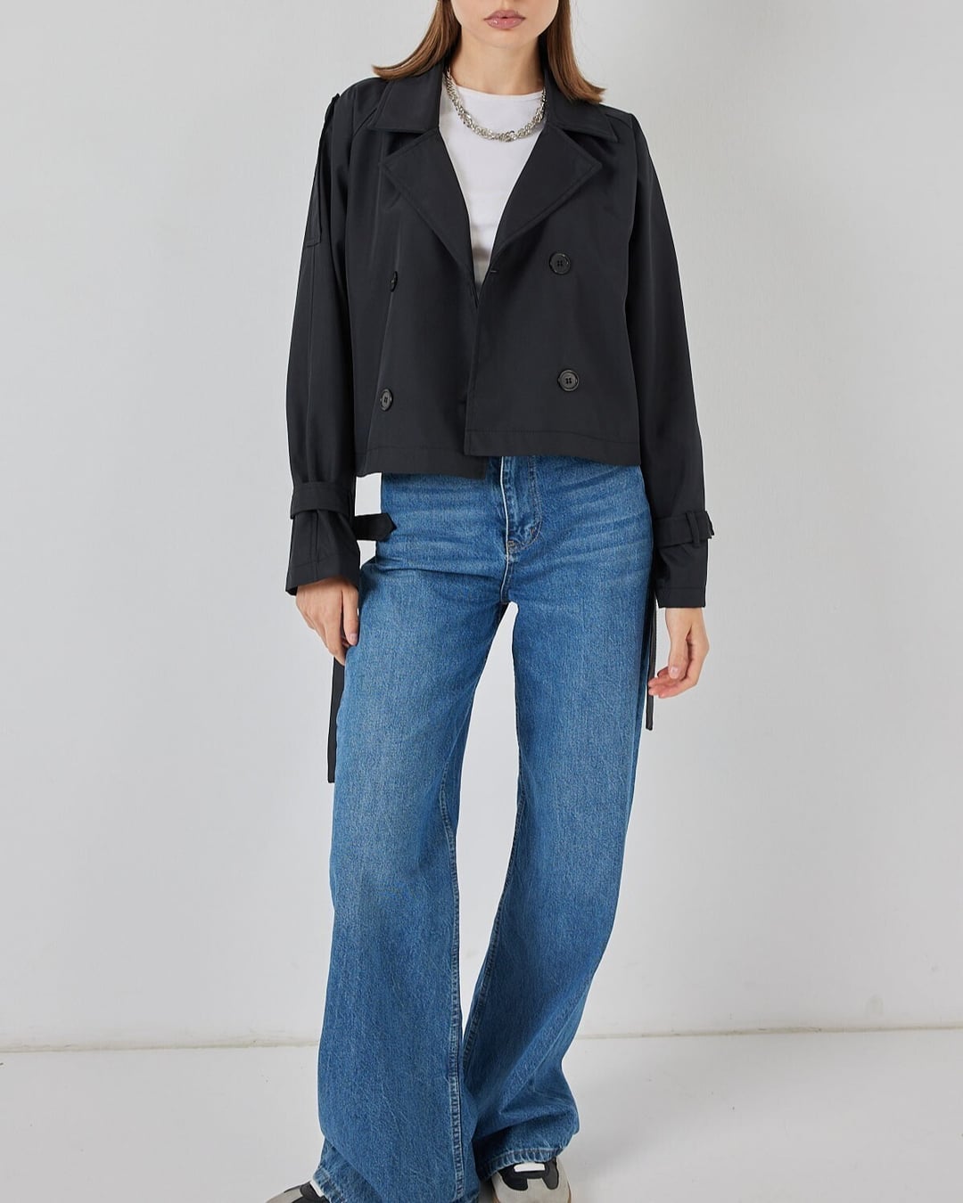 Women's Belted Short Trench Coat - Black - Bigdart - by Peralane - photo 6