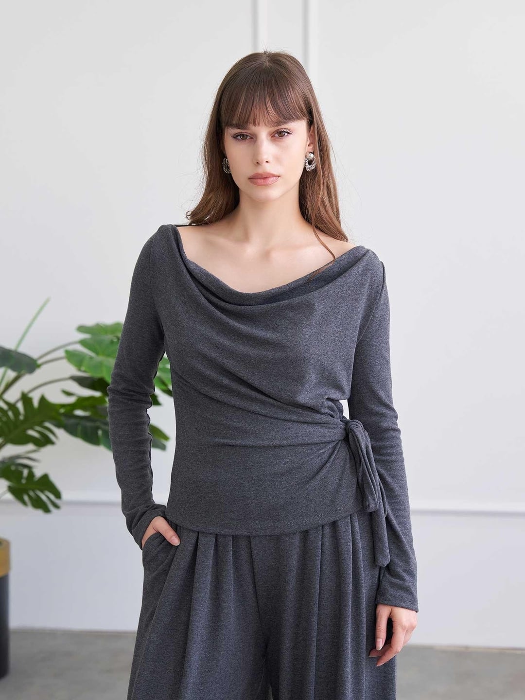 Drape Detail Knit Set with Wide-Leg Trousers - Lefon - by Peralane - photo 9
