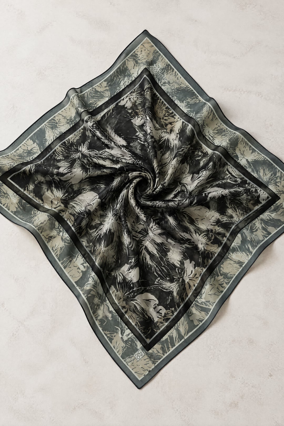 Sakura Floral Print Soft Scarf - Black - Podyumplus - by Peralane