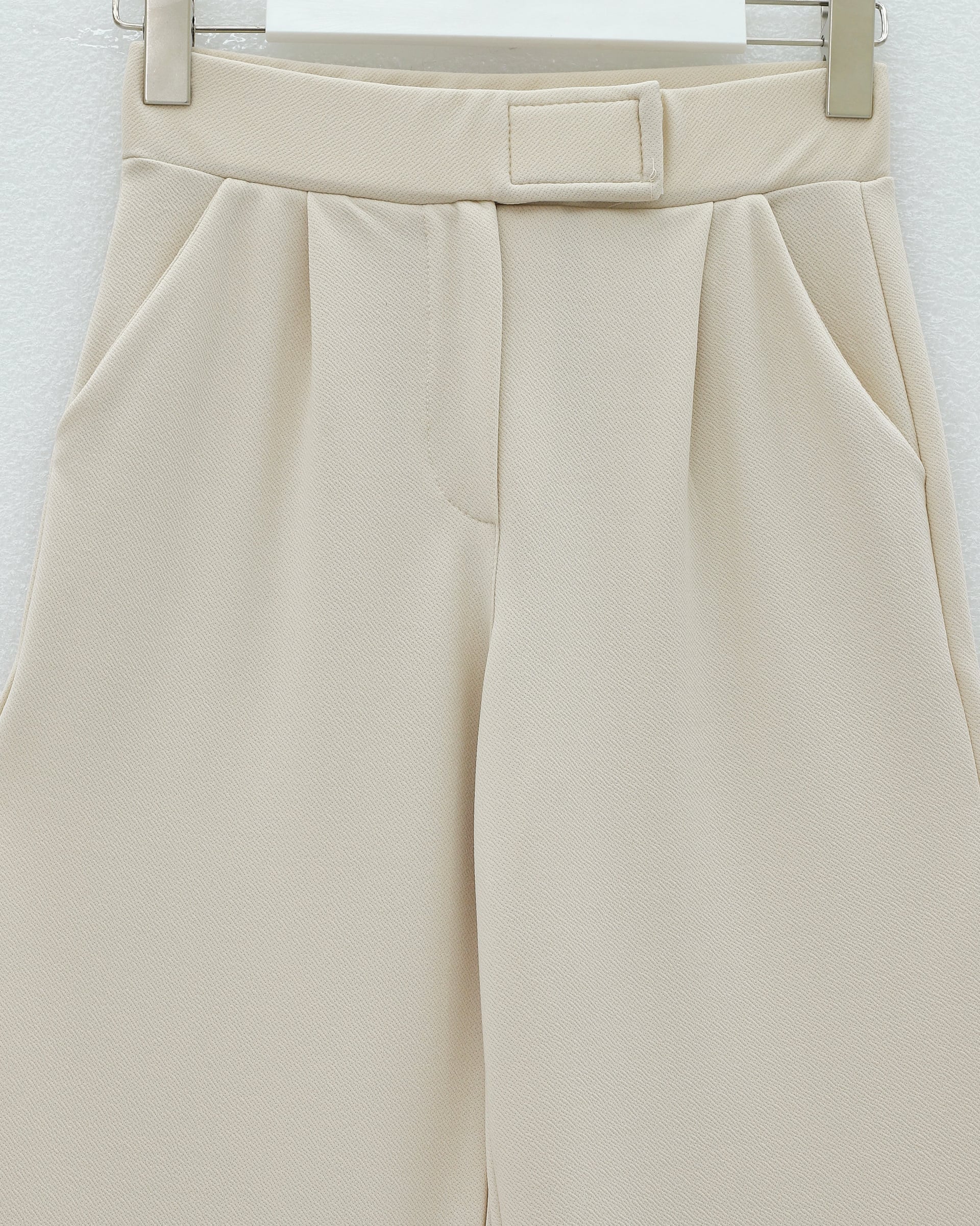 Beige High-Waist Wide-Leg Trousers with Belt Loop Detail - Podyumplus - by Peralane - photo 8