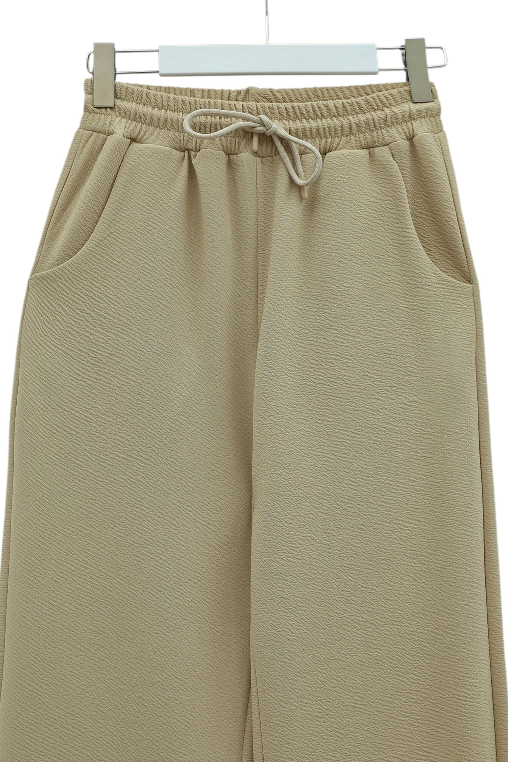 Pleated Crepe Wide-Leg Trousers with Pockets and Drawstring - Beige - Podyumplus - by Peralane - photo 4