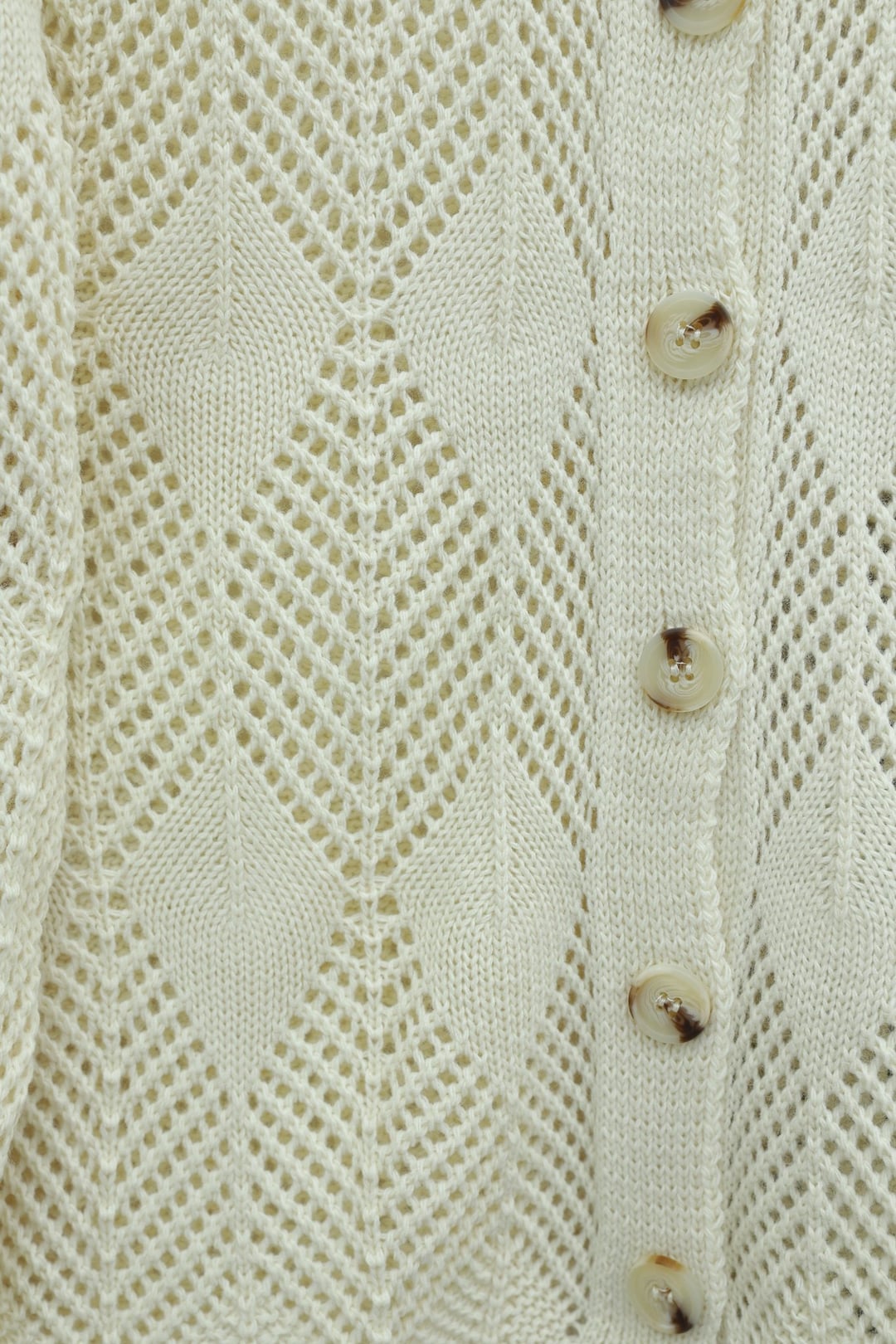 Leaf Pattern Open-Knit Cardigan - Cream - Podyumplus - by Peralane - photo 6