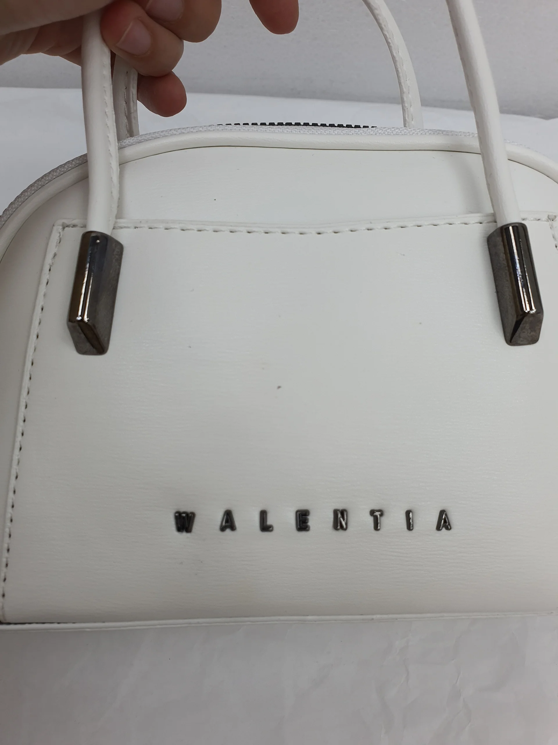 White Double-Zip Mini Handbag with Short Handle and Long Strap - Podyumplus - by Peralane - photo 4