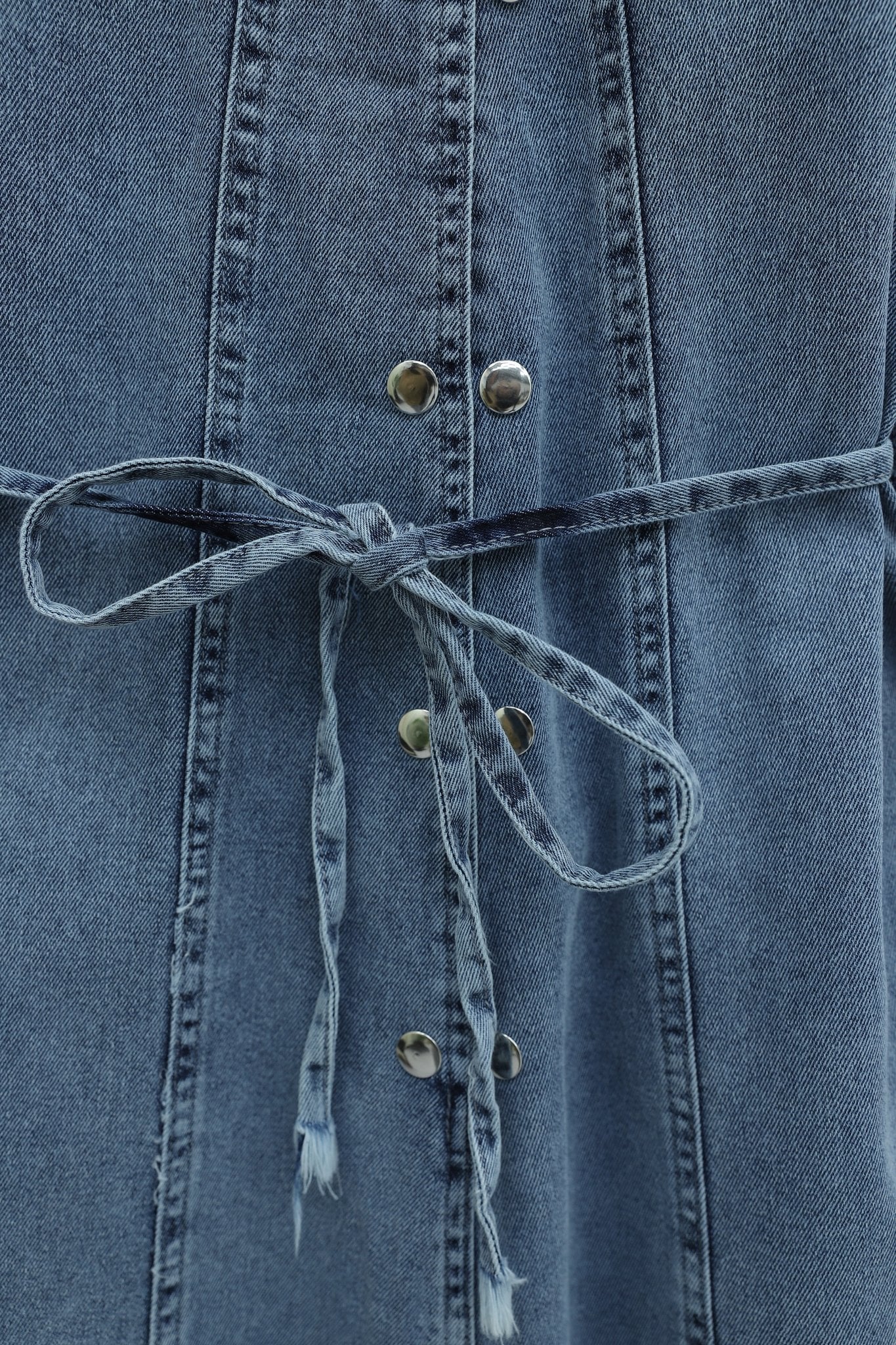 Long Denim Shirt Collar Dress with Belt - Ice Blue - Podyumplus - by Peralane - photo 7