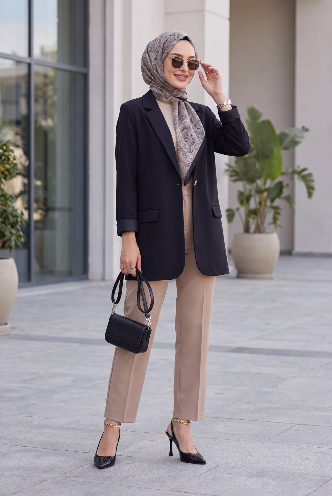 Black Single-Breasted Blazer with Flap Pockets - Podyumplus - by Peralane - photo 2