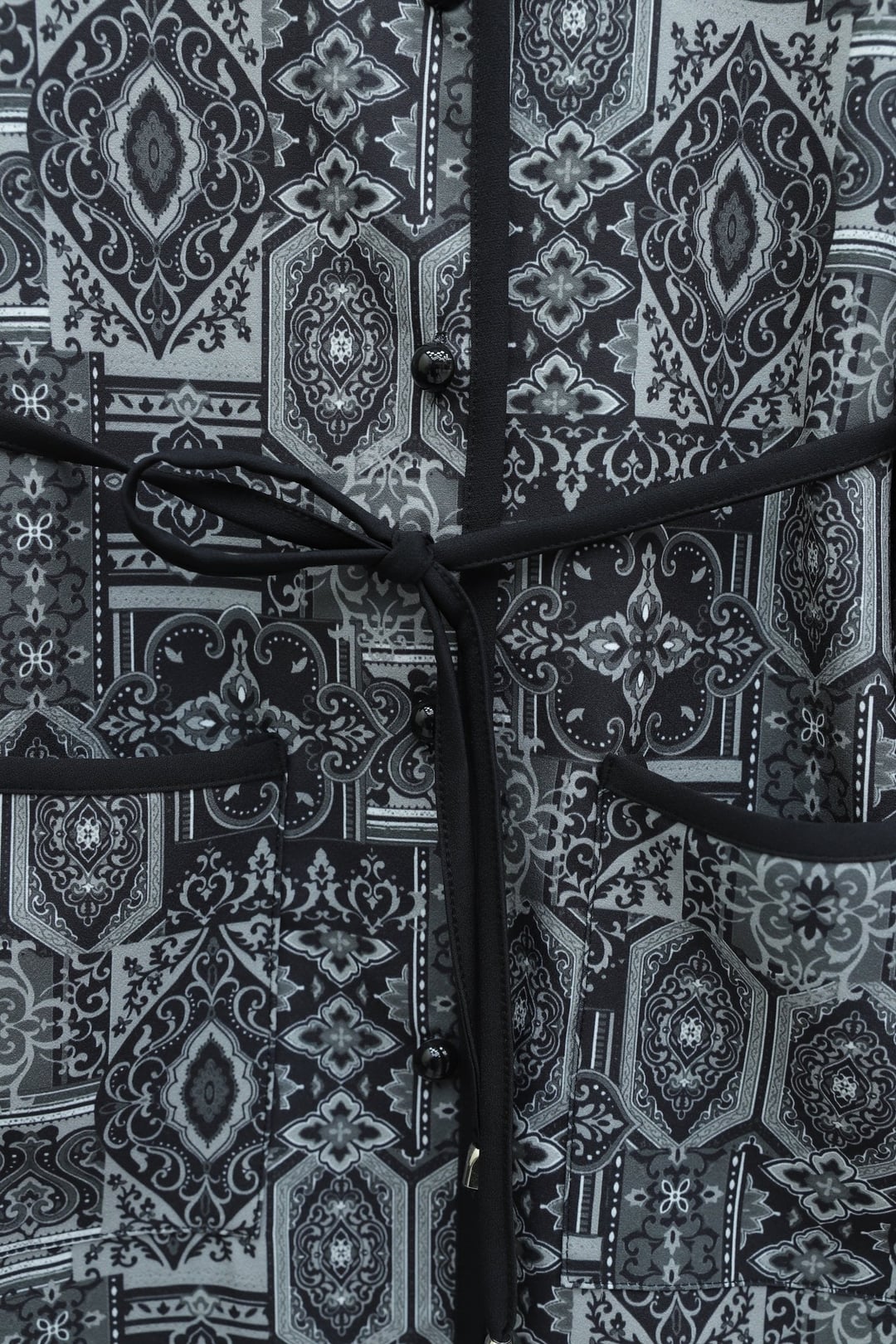 Black and Grey Geometric Pattern Jacket and Trousers Set with Tie Waist - Podyumplus - by Peralane - photo 8