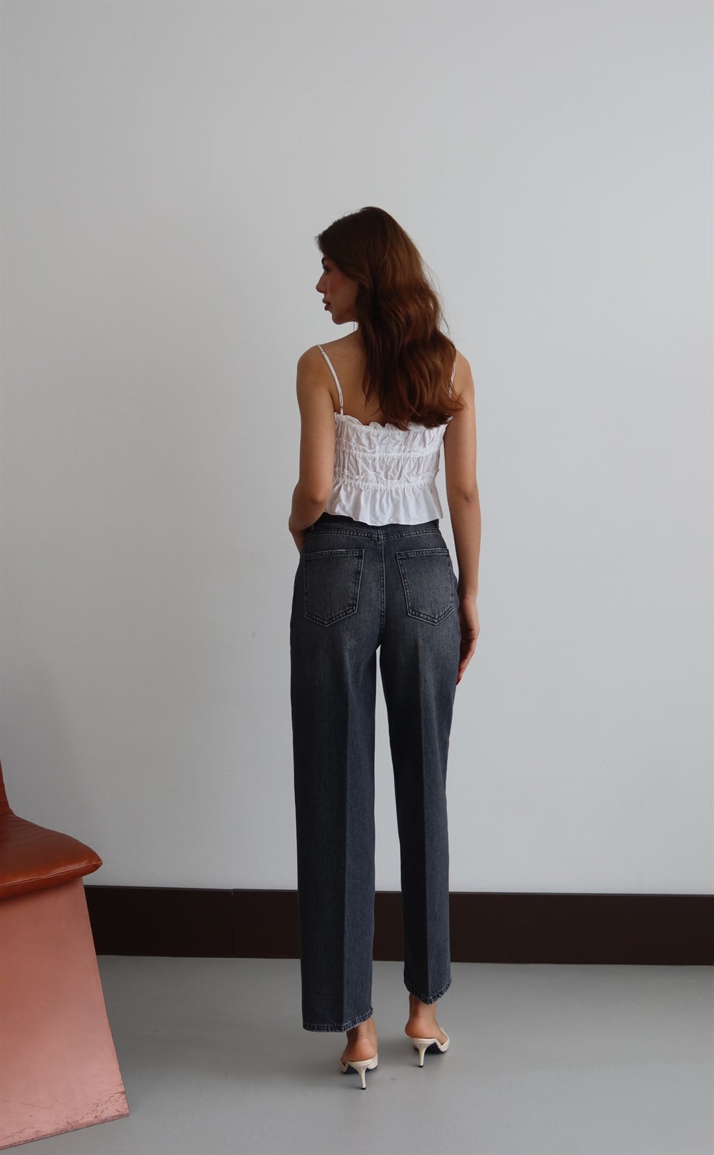 High Waist Belt Detail Balloon Fit Anthracite Jeans - Lacarino Jeans - by Peralane - photo 6