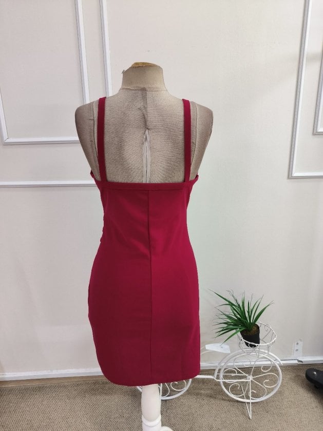 Women's Red Wrap Mini Dress with Ring Details - Janes - by Peralane - photo 5