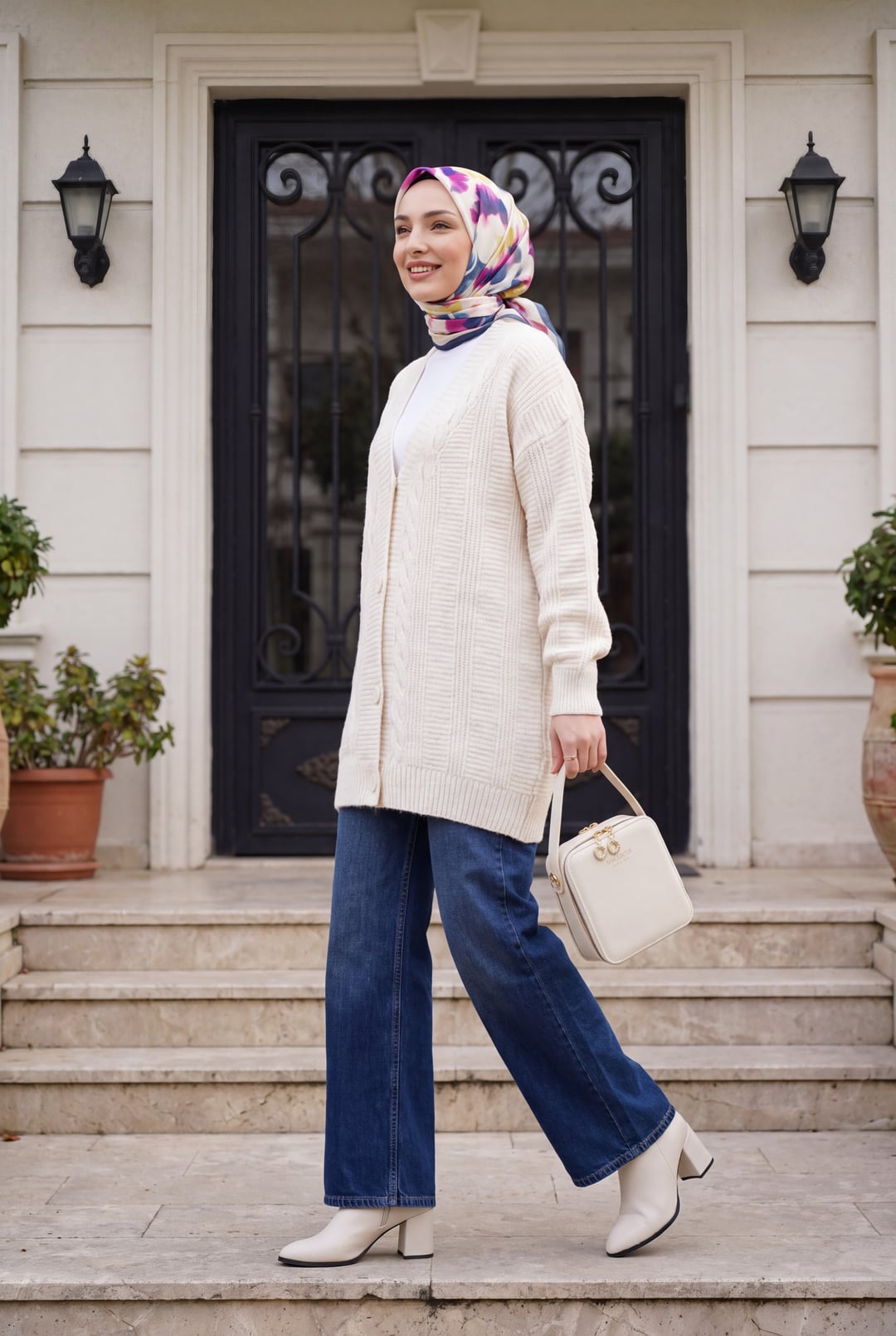 Cream Cable-Knit Button-Front Cardigan - Bigdart - by Peralane - photo 6