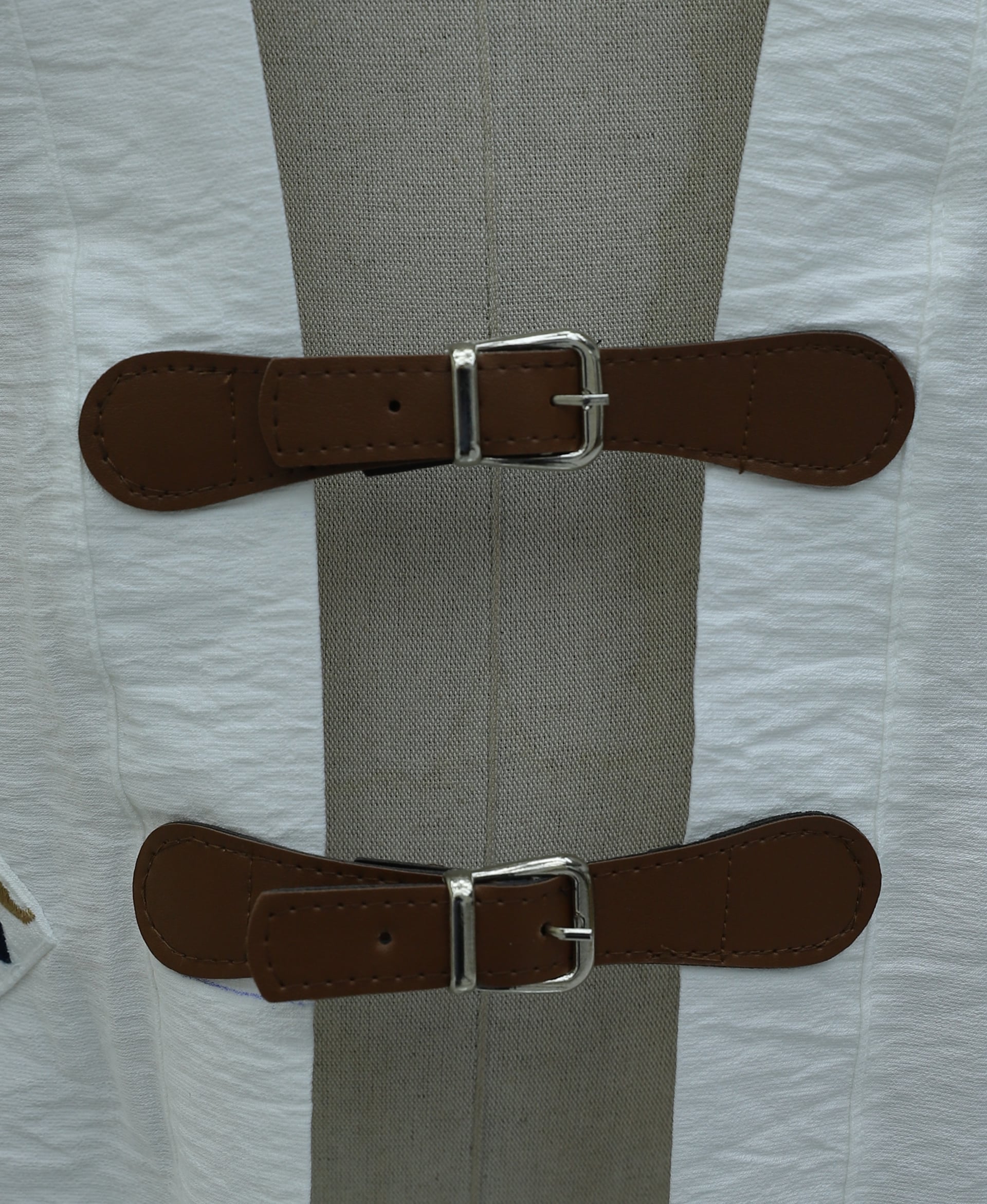 Embroidered Sleeve, Elastic Cuff, Belt Detail Linen Kimono - White - Podyumplus - by Peralane - photo 7