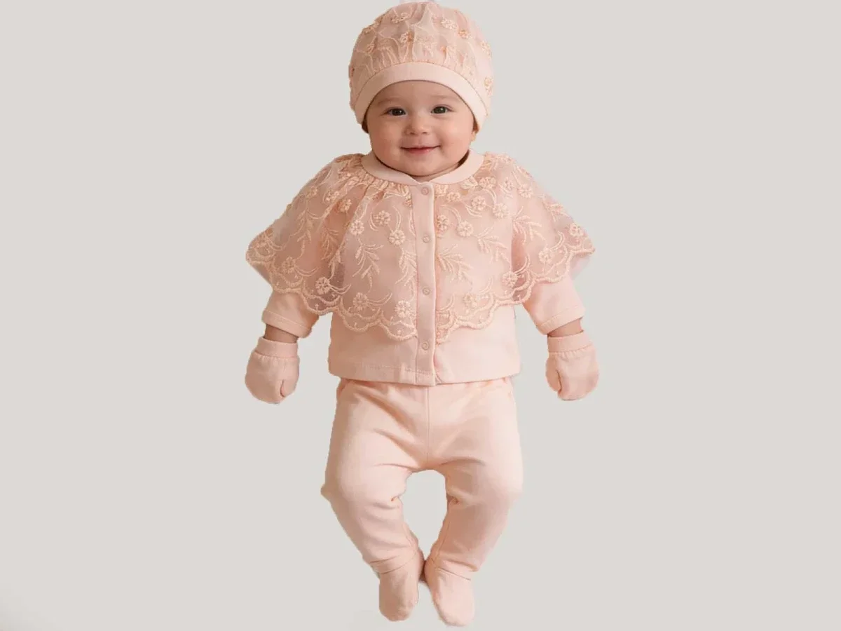 Baby Girls' Floral Lace Hospital Exit Set - 5 Piece - Beyaz Bebek - by Peralane