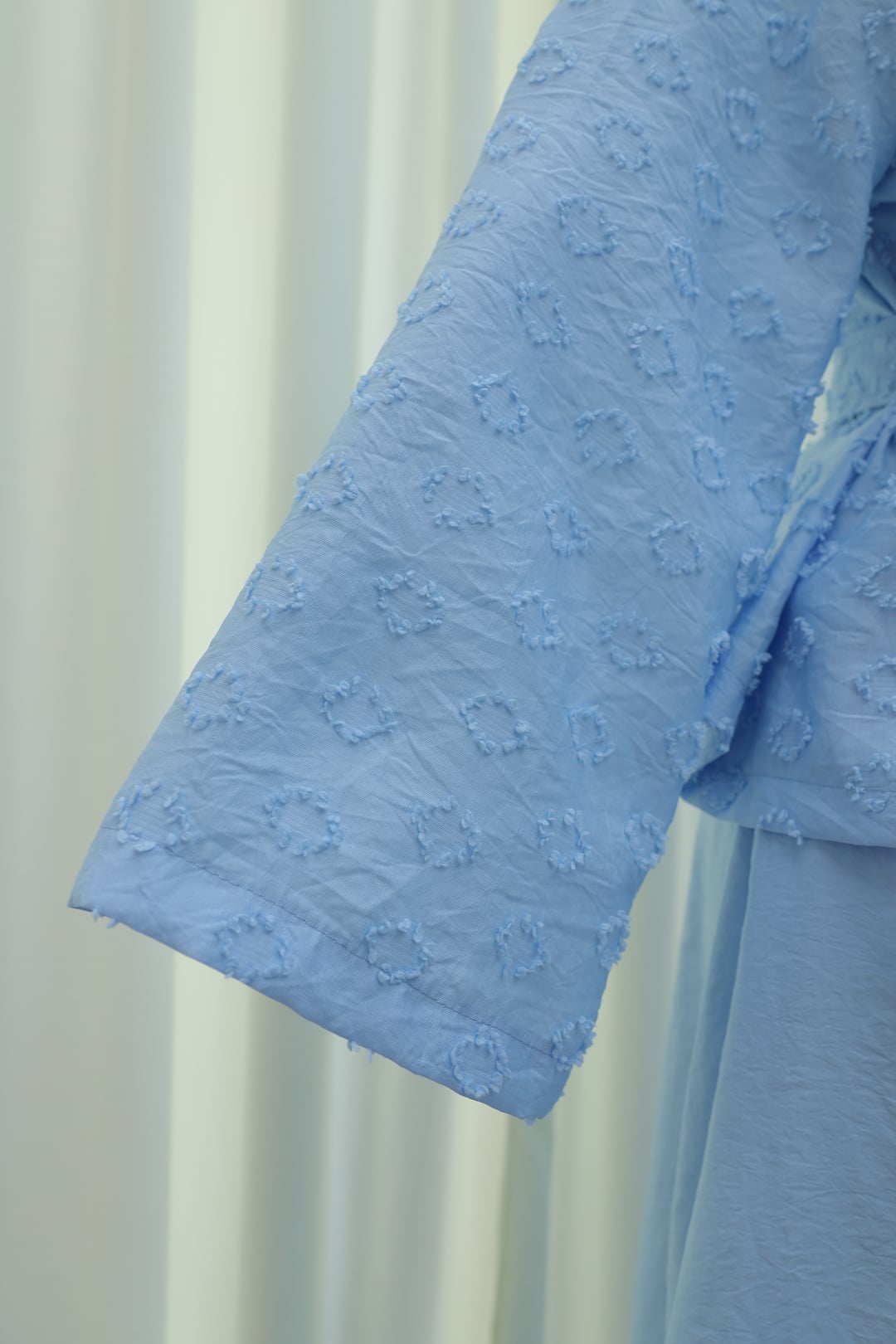 One-Button Belted Skirt Set with Pockets in Raised Jacquard Pattern - Baby Blue - Podyumplus - by Peralane - photo 7