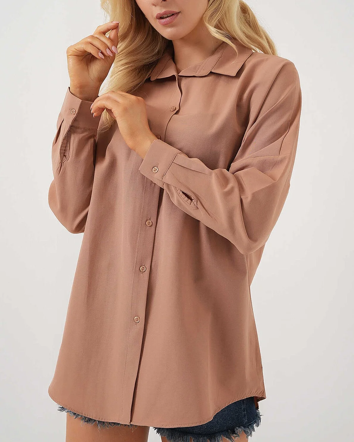 Oversize Long Basic Shirt - Camel - Bigdart - by Peralane - photo 2