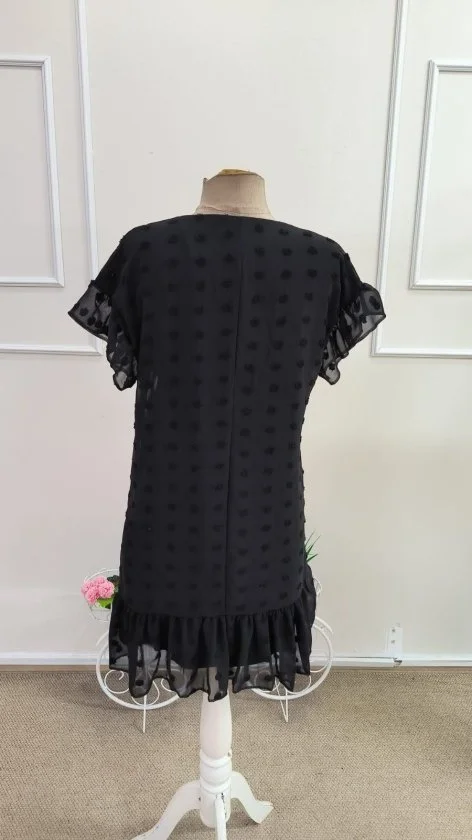 Women's Short Sleeve V-Neck Polka Dot Chiffon Dress - Janes - by Peralane - photo 9