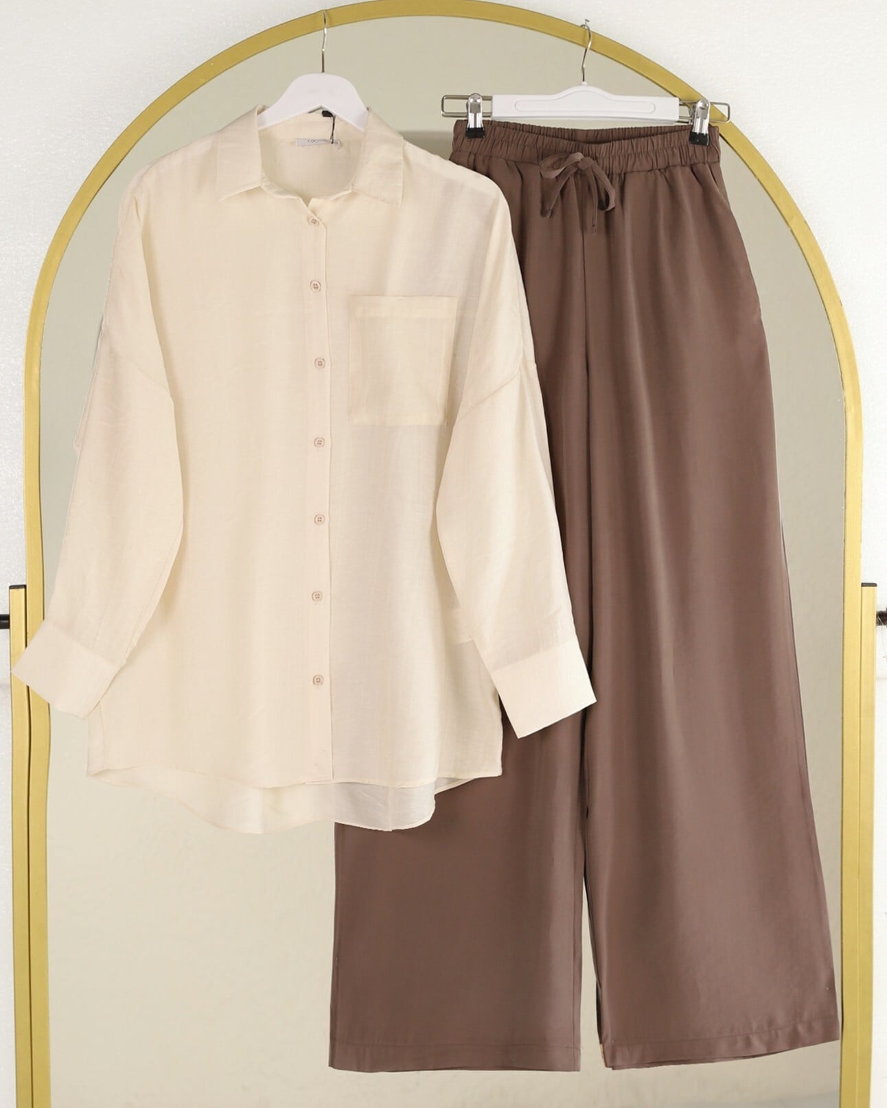 Beige Long Back Casual Shirt with Single Pocket - Podyumplus - by Peralane - photo 5