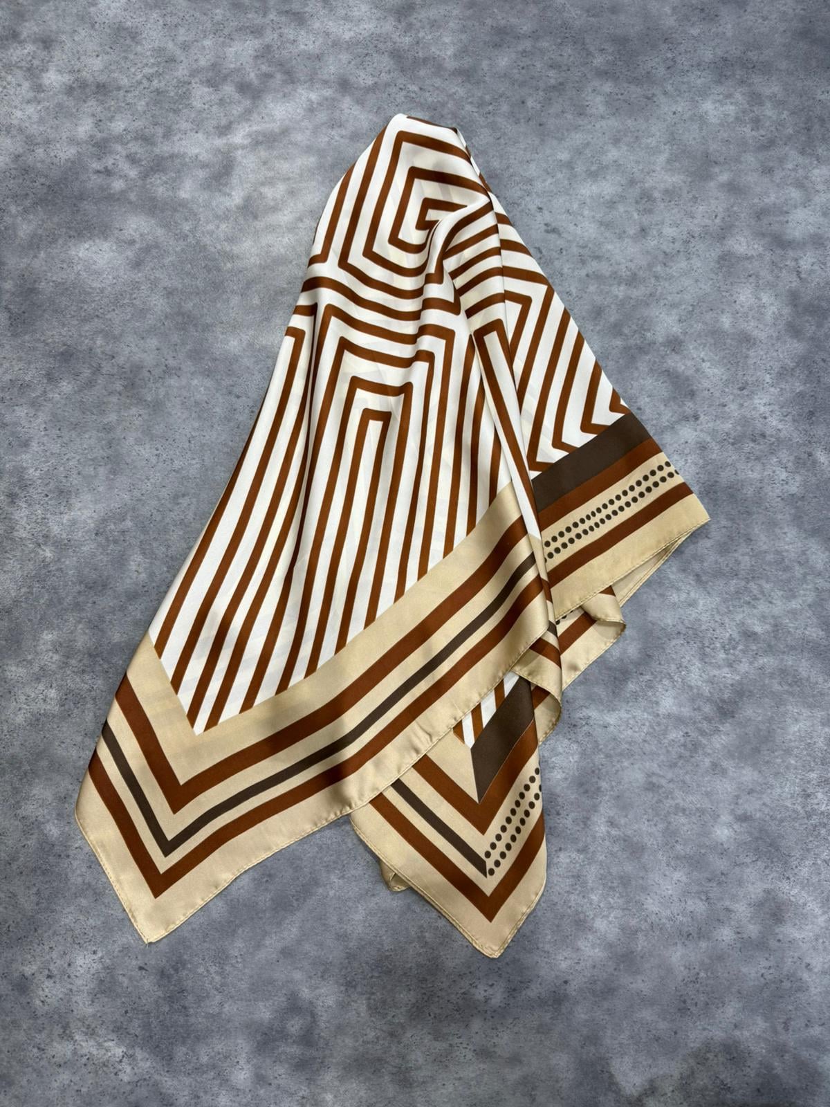 Geometric Patterned Beige Bandana Scarf 90x90 cm - Nesvay - by Peralane - photo 4