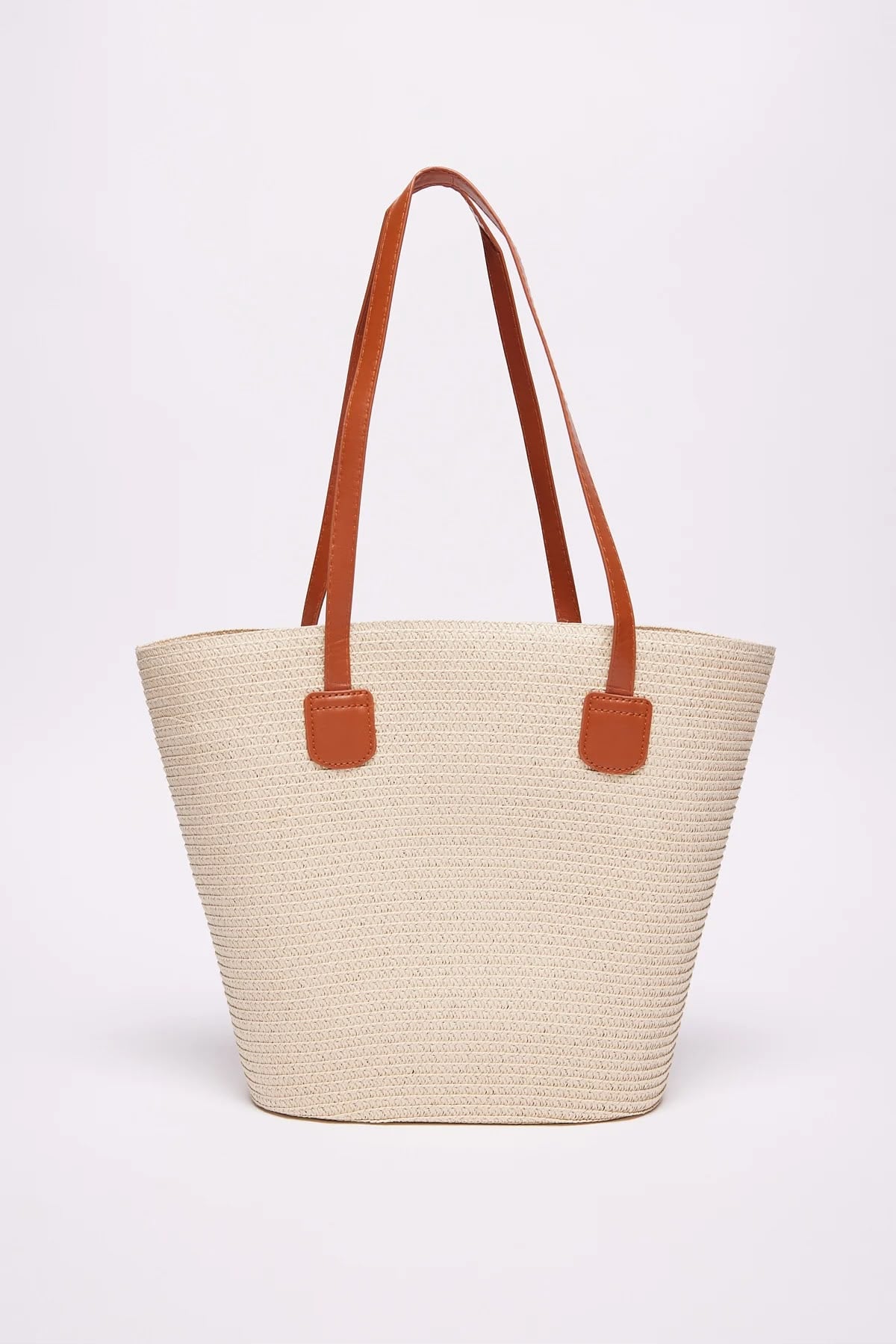 Set of 2 Woven Straw Tote Bags in Cream and Dark Brown - Nesvay - by Peralane - photo 5