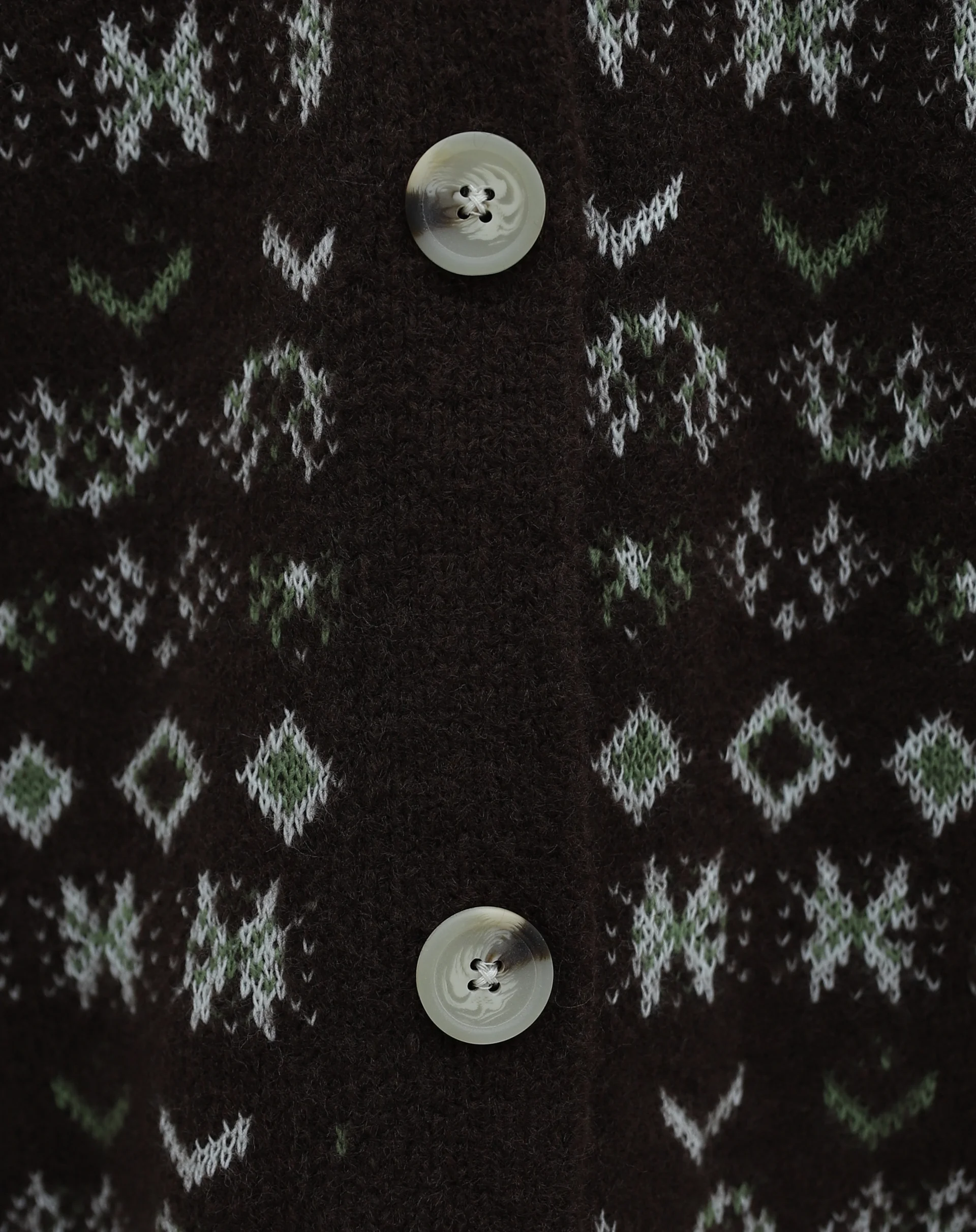 V-Neck Mixed Pattern Buttoned Knit Cardigan - Brown - Podyumplus - by Peralane - photo 5