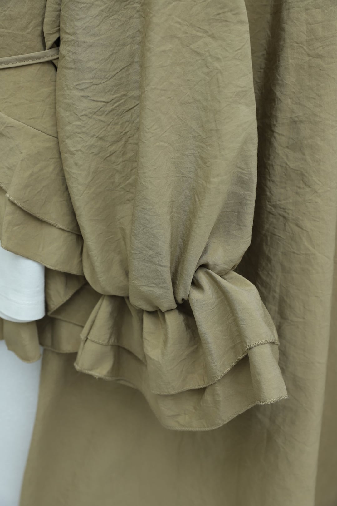 Wide Collar Tie-Front Long Skirt and Jacket Modest Set - Olive Green - Podyumplus - by Peralane - photo 5