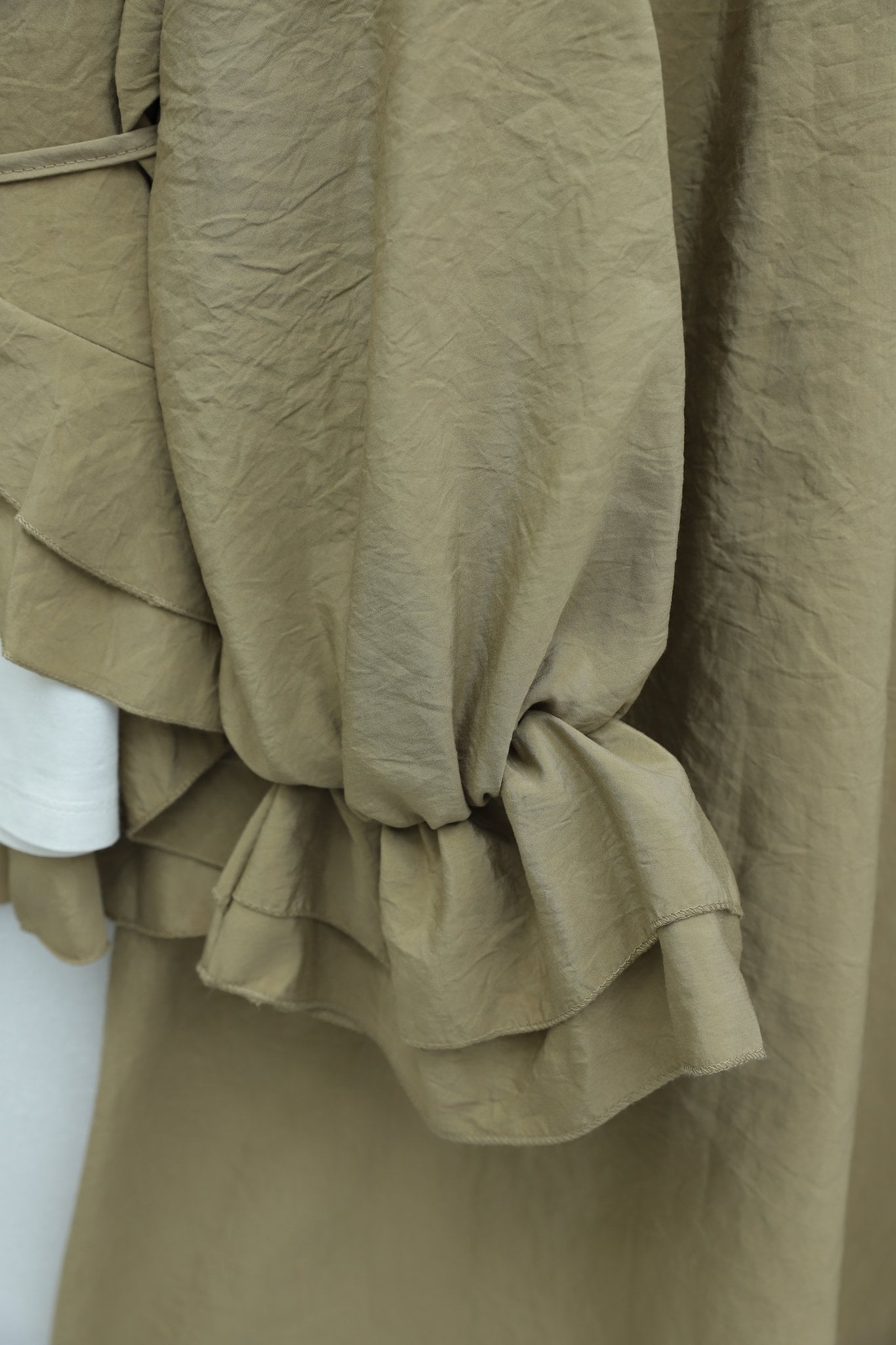 Wide Collar Tie-Front Long Skirt and Jacket Modest Set - Olive Green - Podyumplus - by Peralane - photo 5