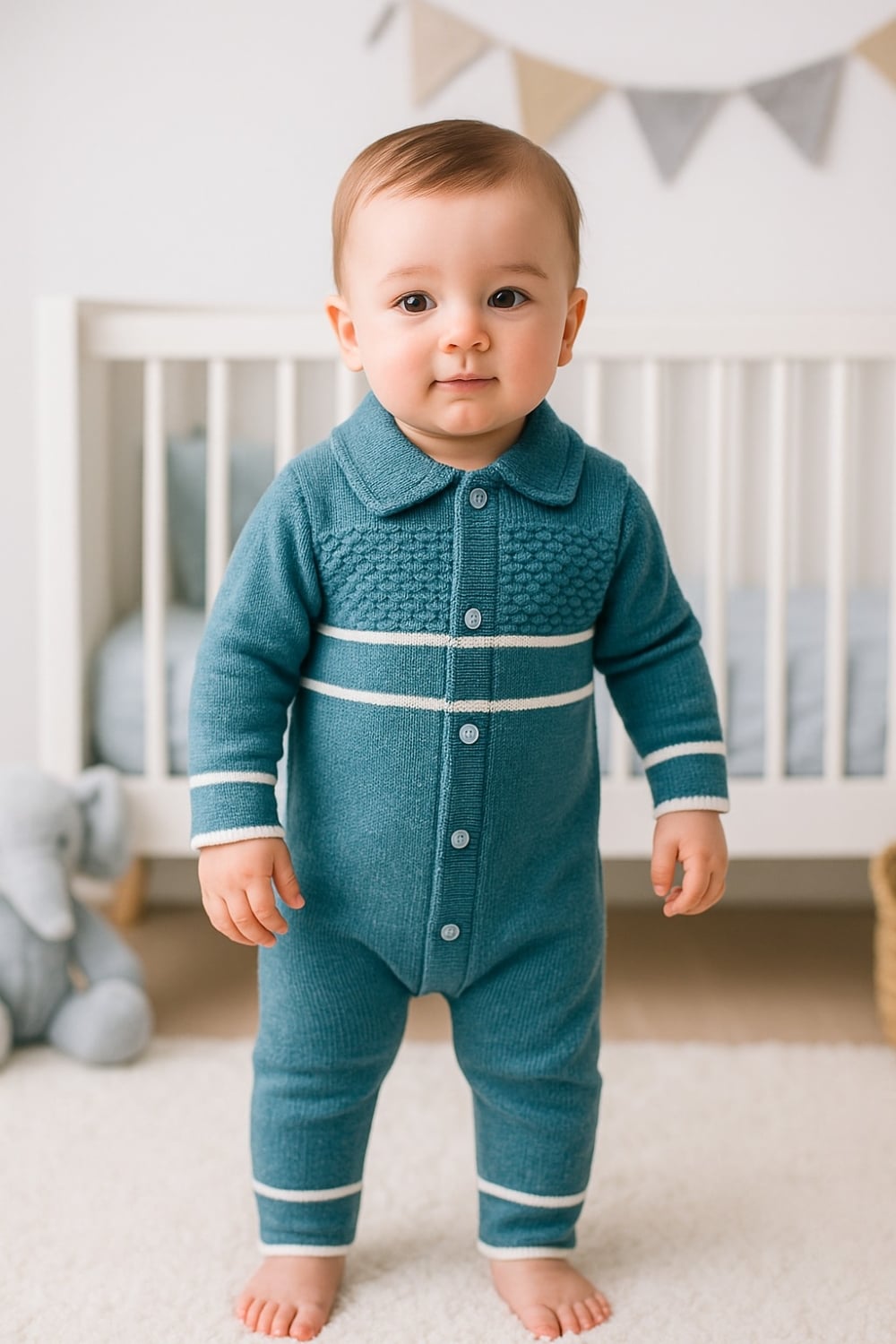Knitted Baby Romper - 1003 (Petrol) - Has Bereket - by Peralane