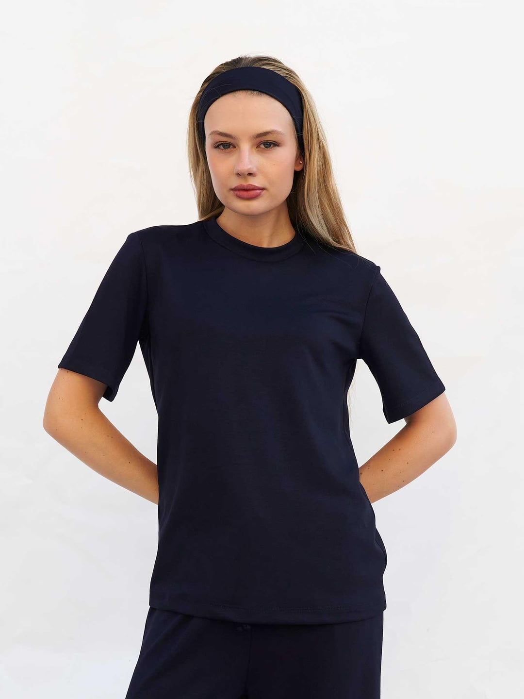 Navy Blue Crew Neck Oversized T-Shirt for Women - Lefon - by Peralane - photo 2