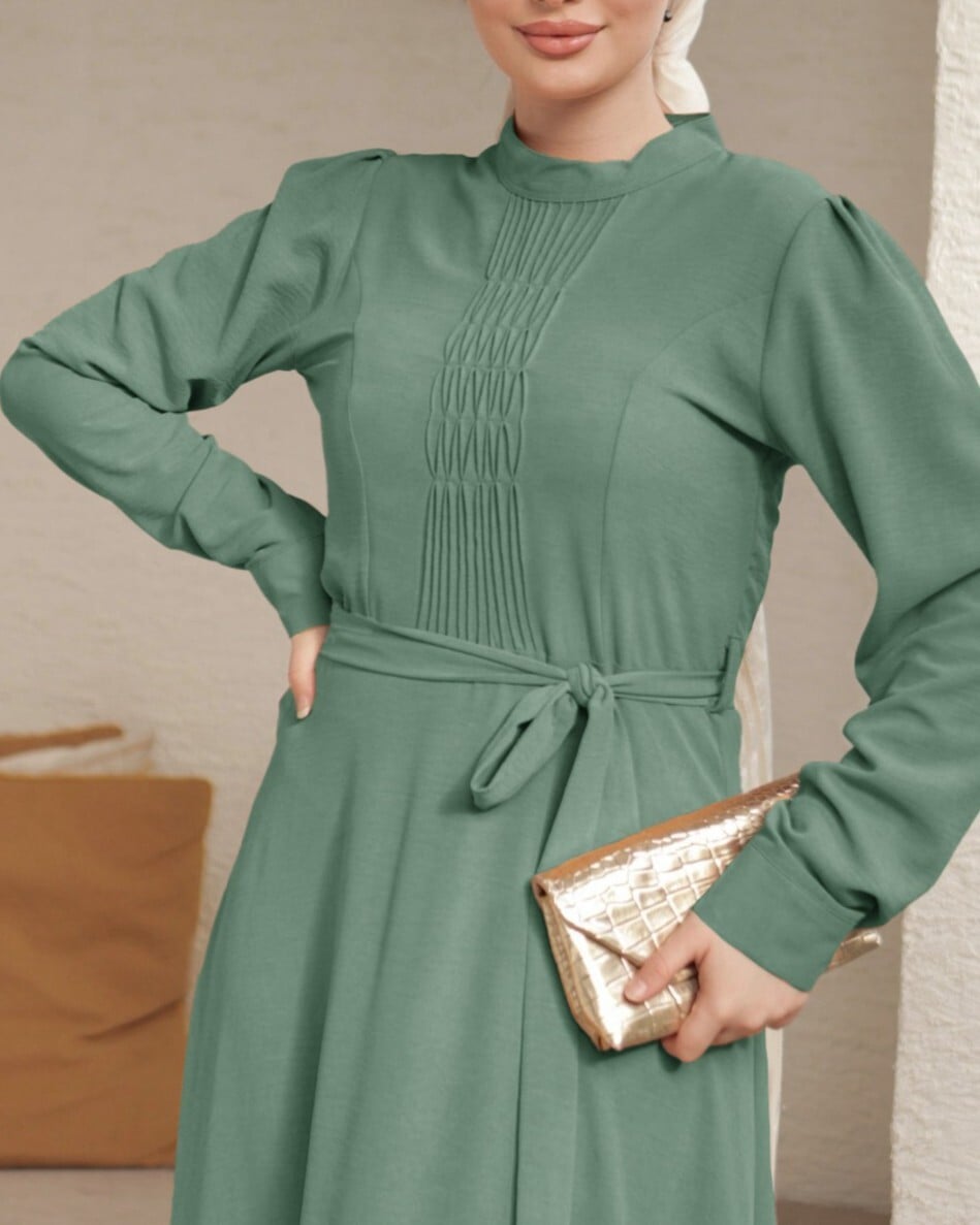 Chima Detail Belted Ayrobin Dress - Khaki - Podyumplus - by Peralane - photo 4