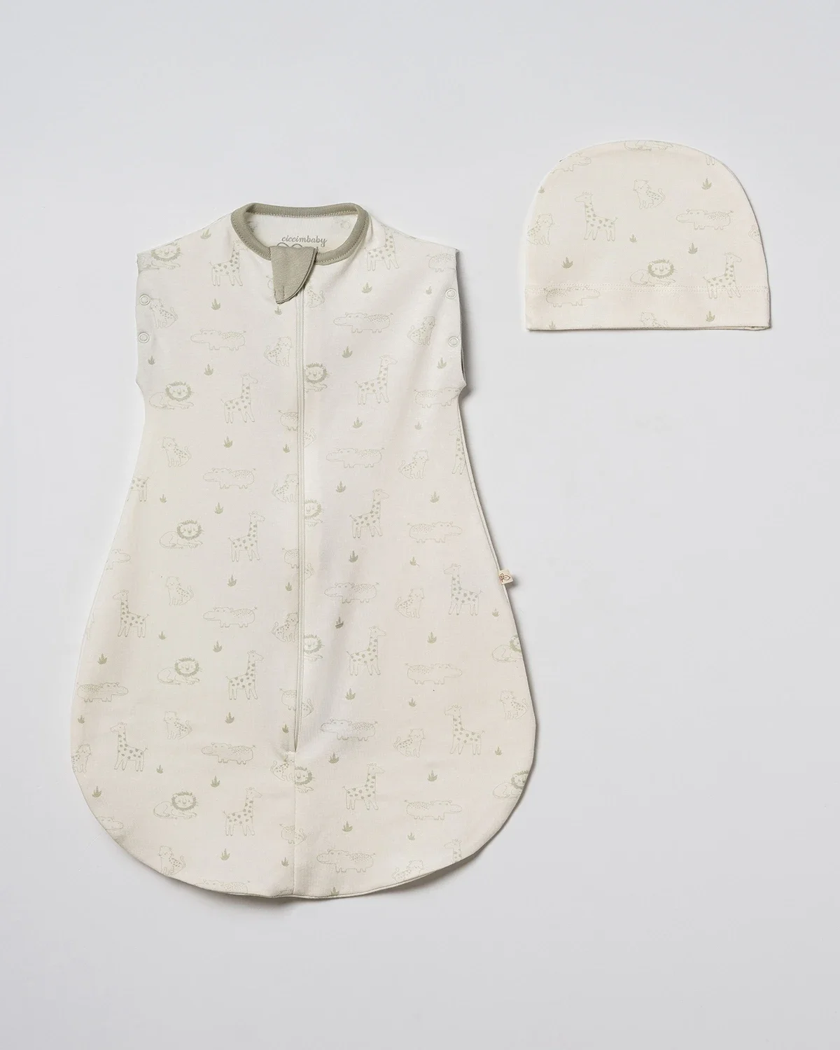 Baby Boy Sleep Bag and Hat Set - Safari Print - Ciccimbaby - by Peralane