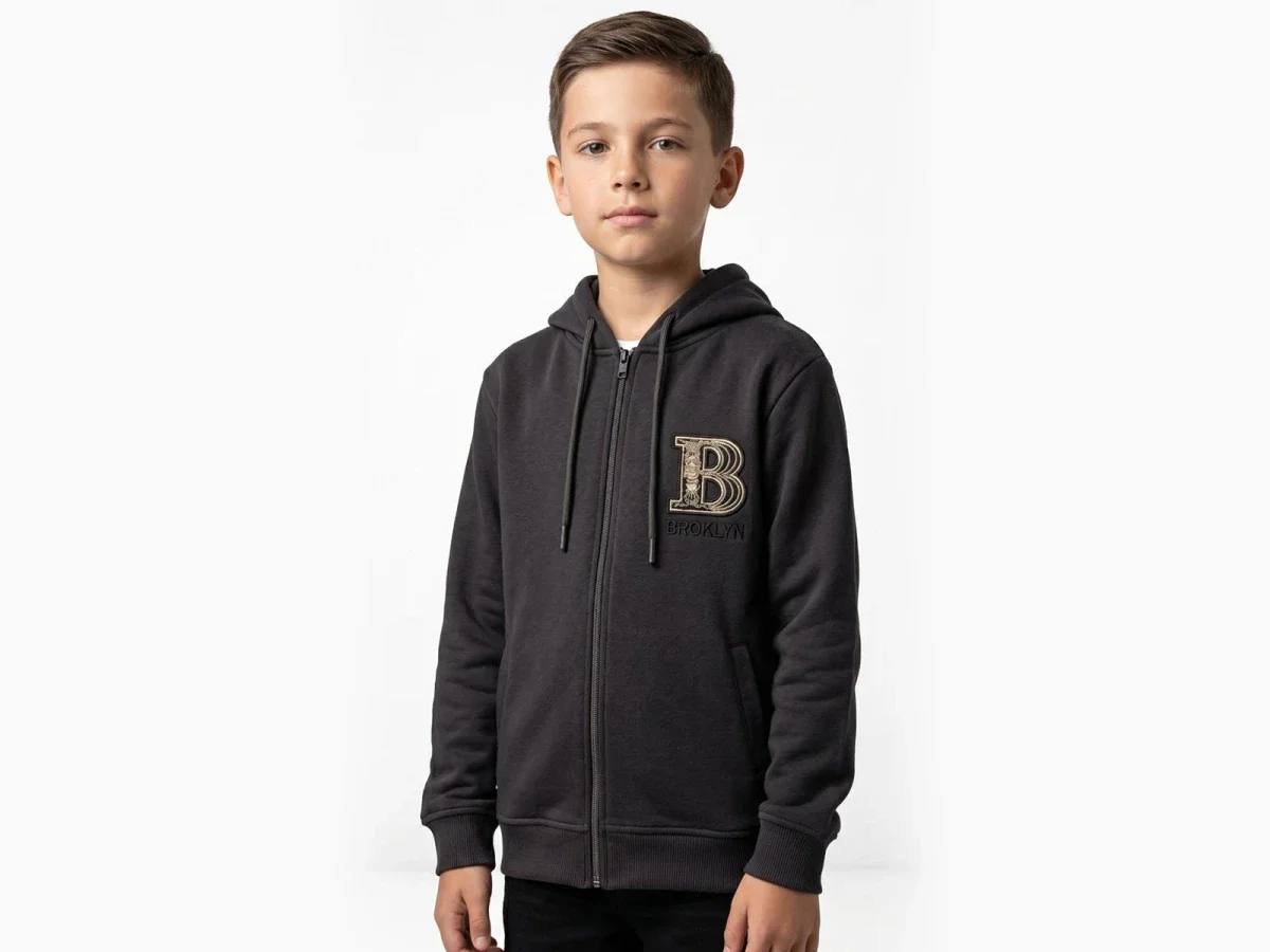 Brooklyn Print Hooded Zip-Up Boys Cardigan - Tanem Kids - by Peralane