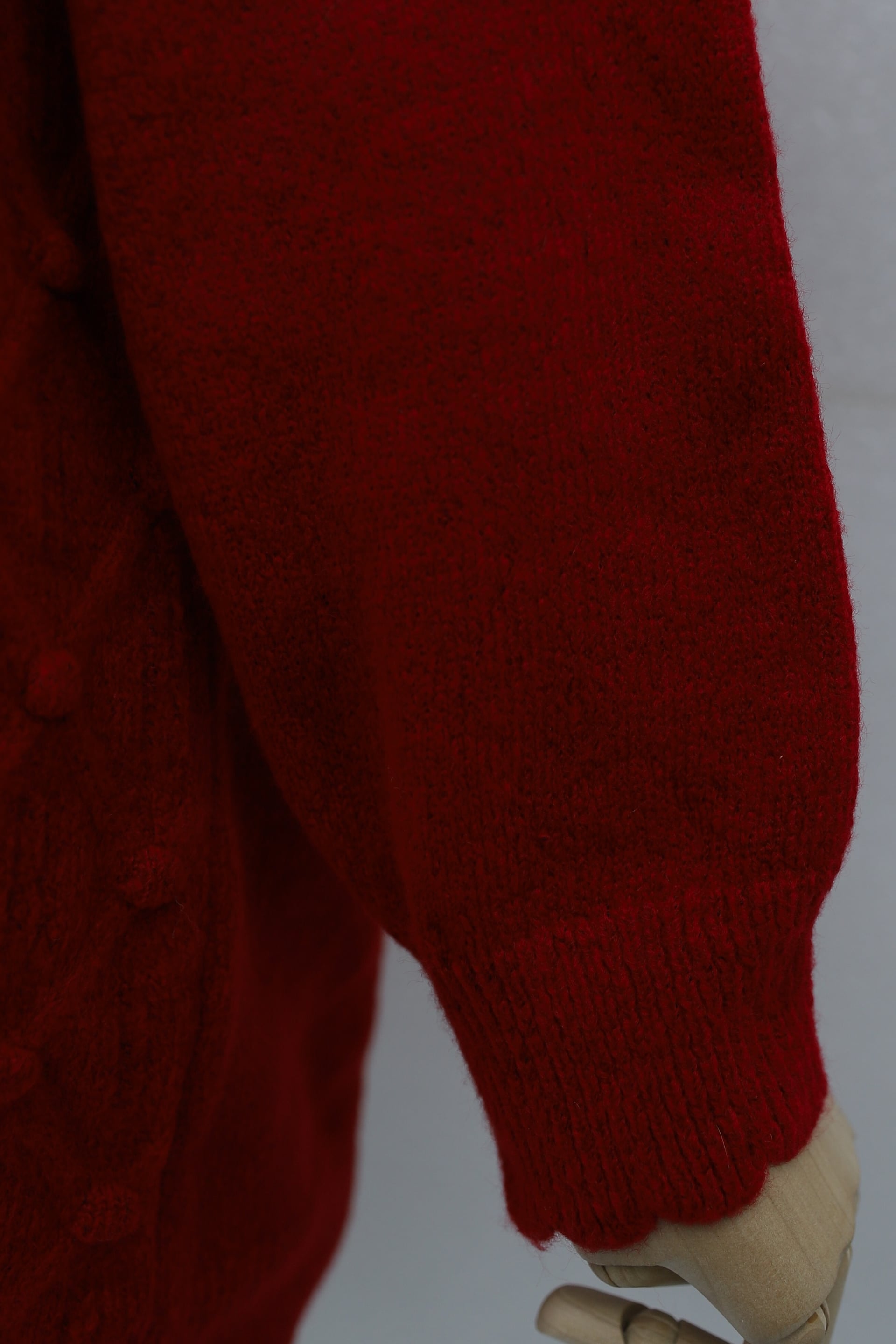 Red Raised Bobble Buttoned Knit Cardigan - Podyumplus - by Peralane - photo 8