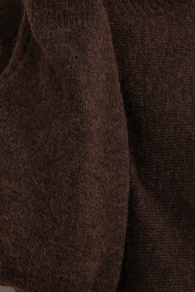 Women's Brown Oversized Batwing Sleeve Turtleneck Knit Sweater - Bigdart - by Peralane - photo 6