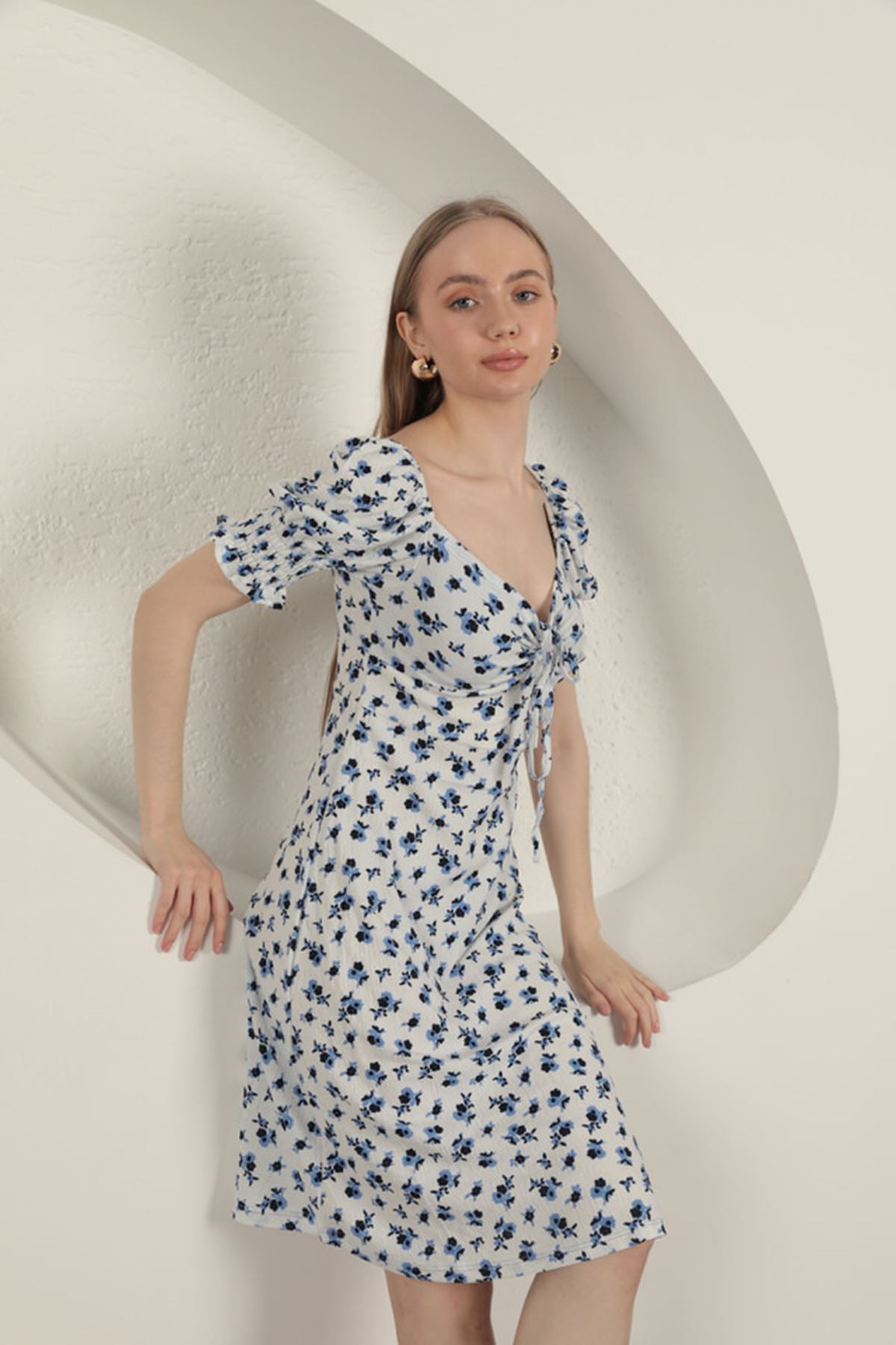 Crinkle Cotton Floral Dress - Saks - Kaktus Moda - by Peralane - photo 5