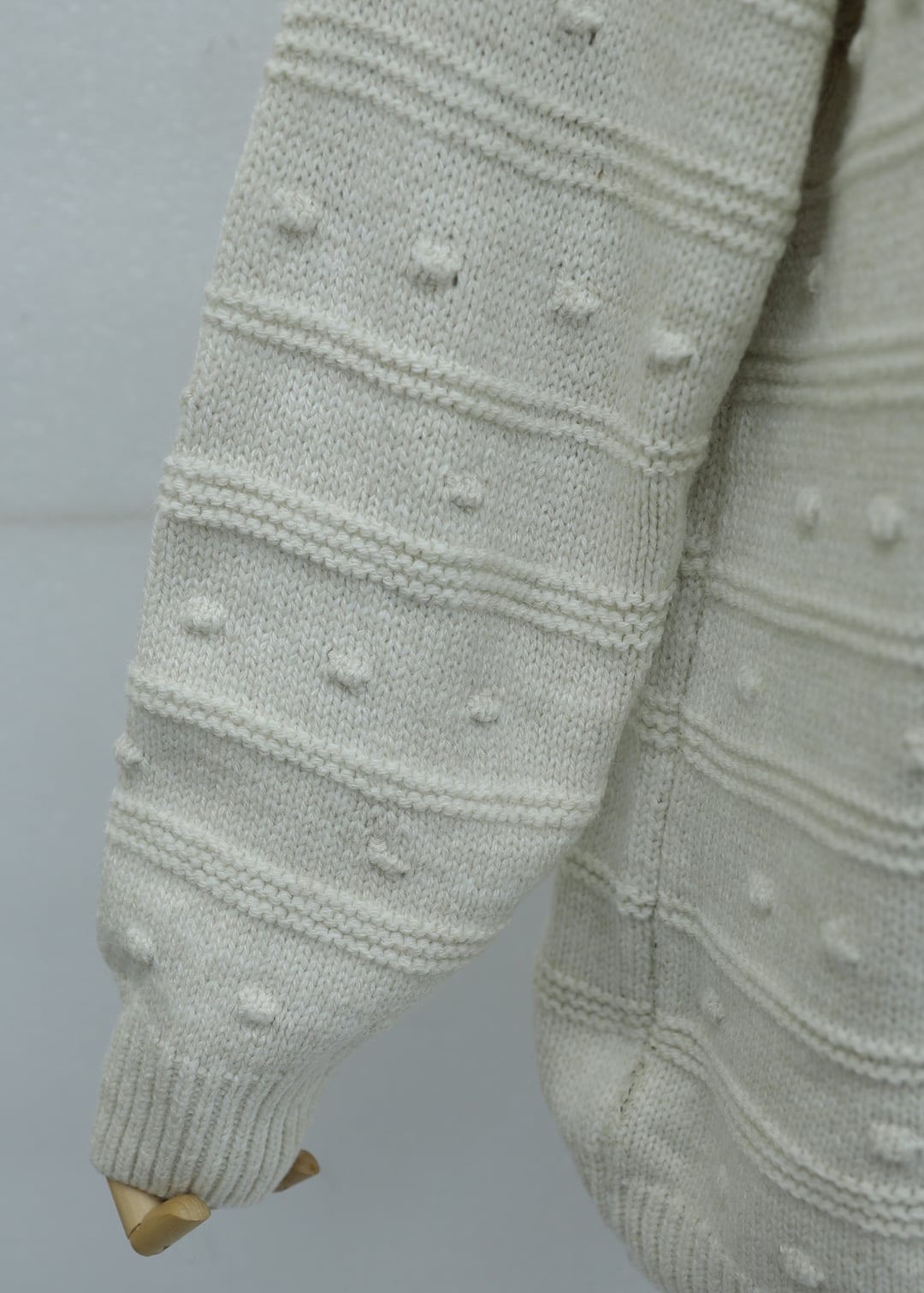 Ivory Button Pom-Pom Detail Relaxed Knit Cardigan - Ecru - Podyumplus - by Peralane - photo 8