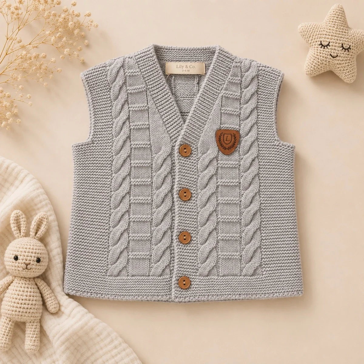 Knitted Baby Vest - 1174 - Has Bereket - by Peralane