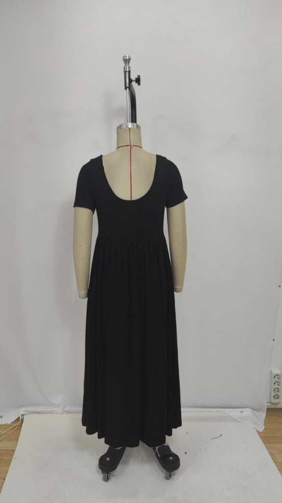 Women's Short Sleeve Round Neck Viscose Maxi Dress with Front Slit and Pockets - Janes - by Peralane - photo 7