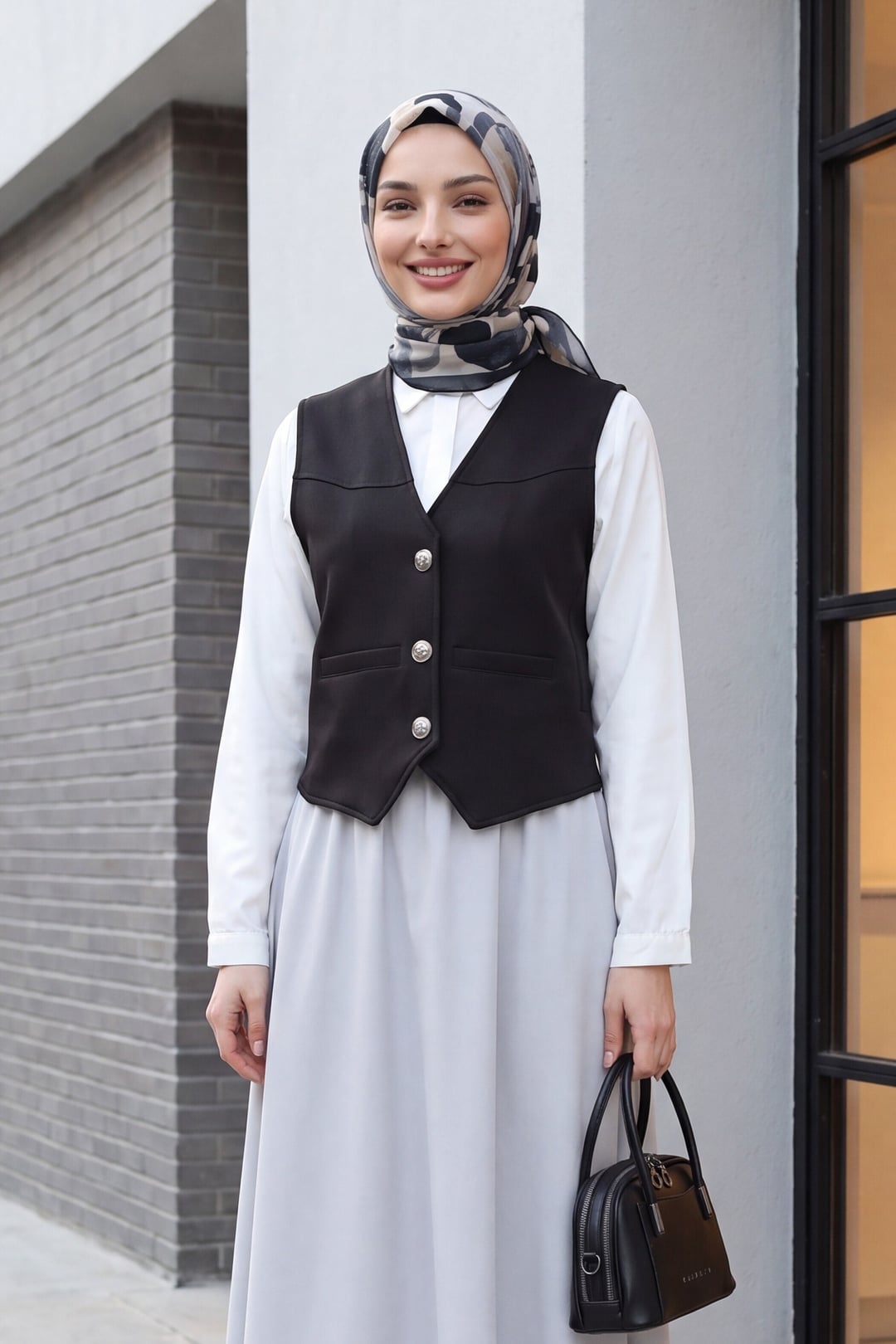 Pocket Detail Buttoned Scuba Vest - Black - Podyumplus - by Peralane - photo 5