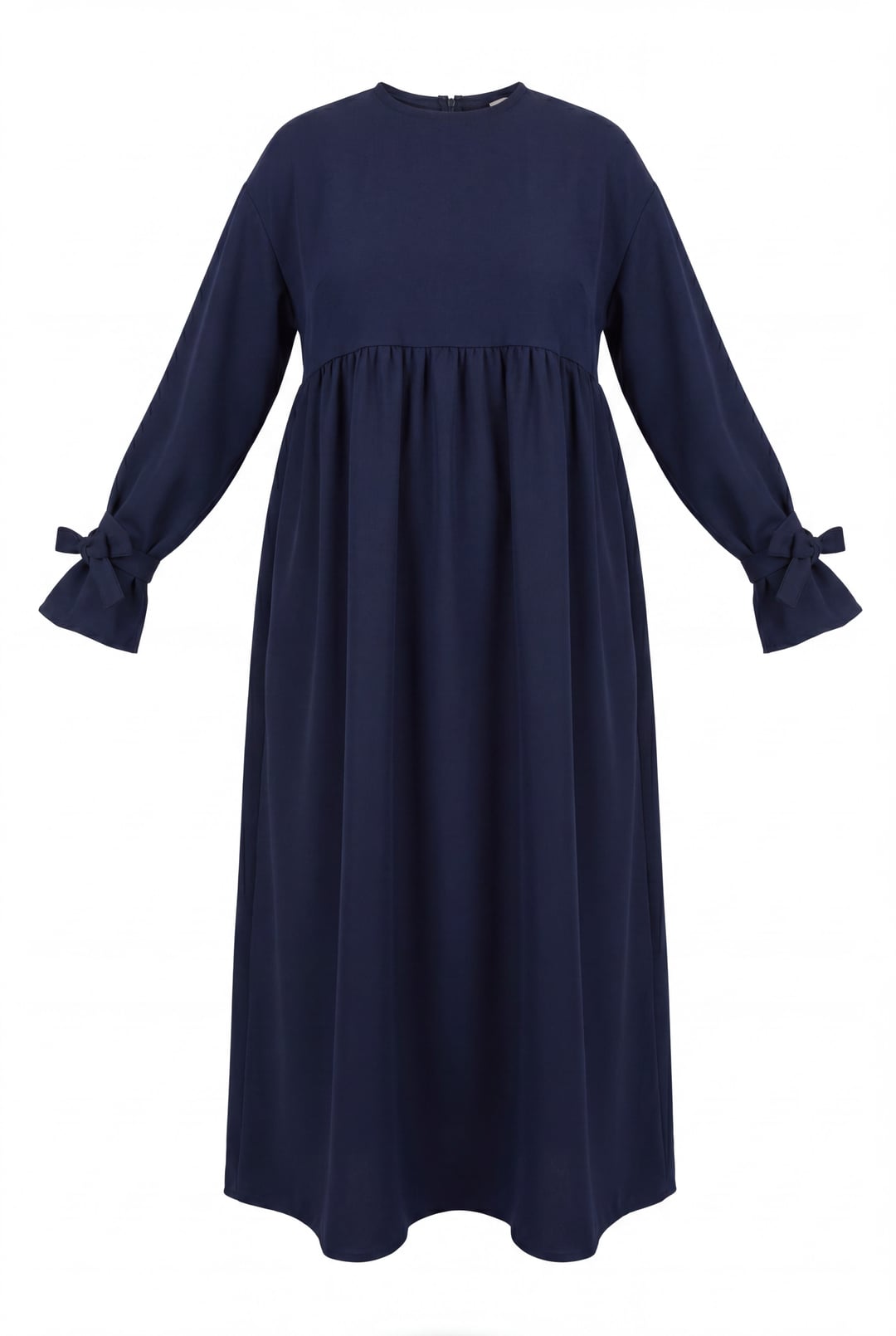 Navy Blue Long-Sleeved Tie-Sleeve Paneled Maxi Dress - Podyumplus - by Peralane - photo 2