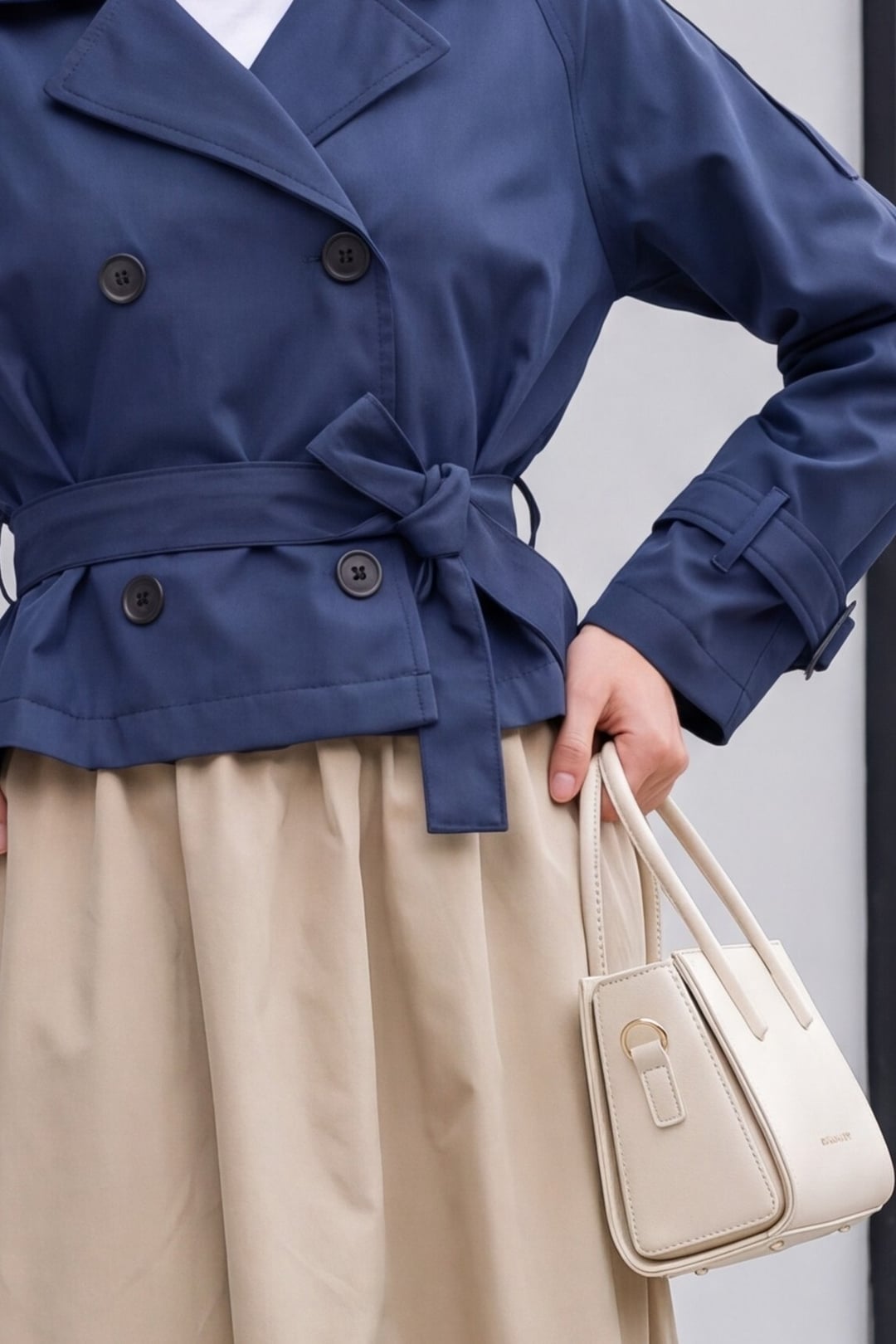 Women's Belted Short Trench Coat Navy - Bigdart - by Peralane - photo 6