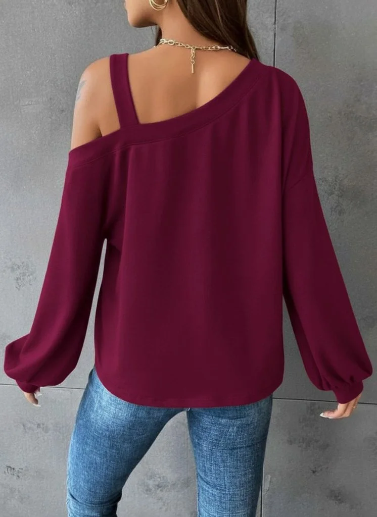 Women's Long Sleeve One-Shoulder Relaxed Knit Blouse - Janes - by Peralane - photo 3